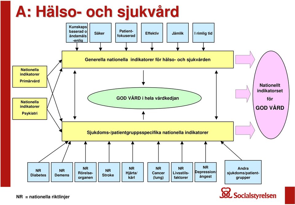 hela vårdkedjan Nationellt indikatorset för GOD VÅRD Sjukdoms-/patientgruppsspecifika nationella indikatorer Diabetes Demens