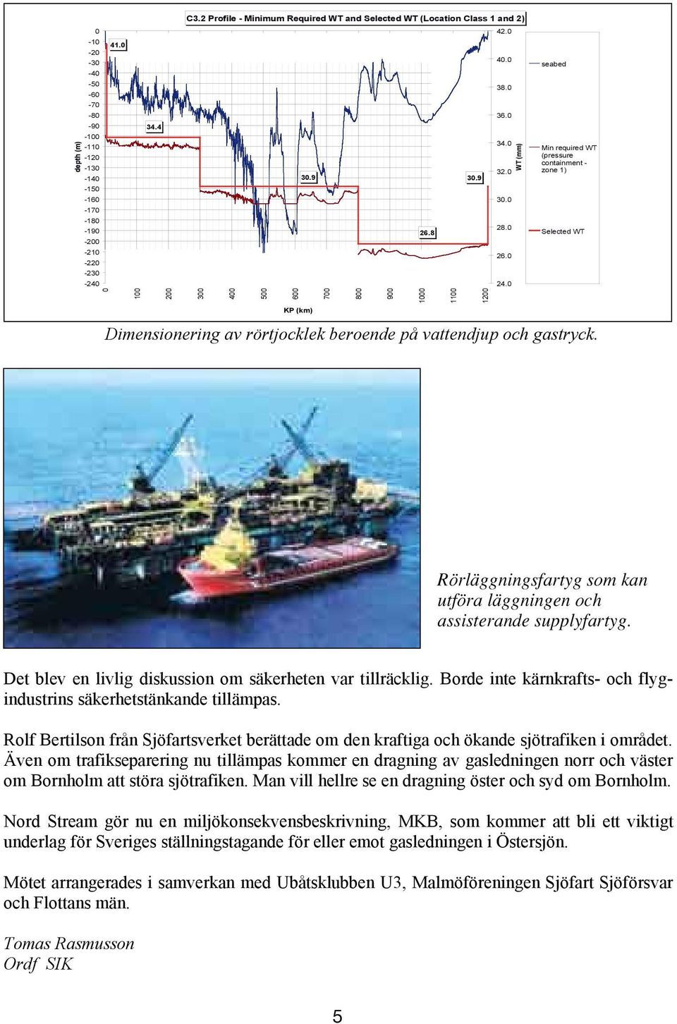 0 0 100 200 300 400 500 600 700 800 900 1000 1100 1200 KP (km) Dimensionering av rörtjocklek beroende på vattendjup och gastryck.