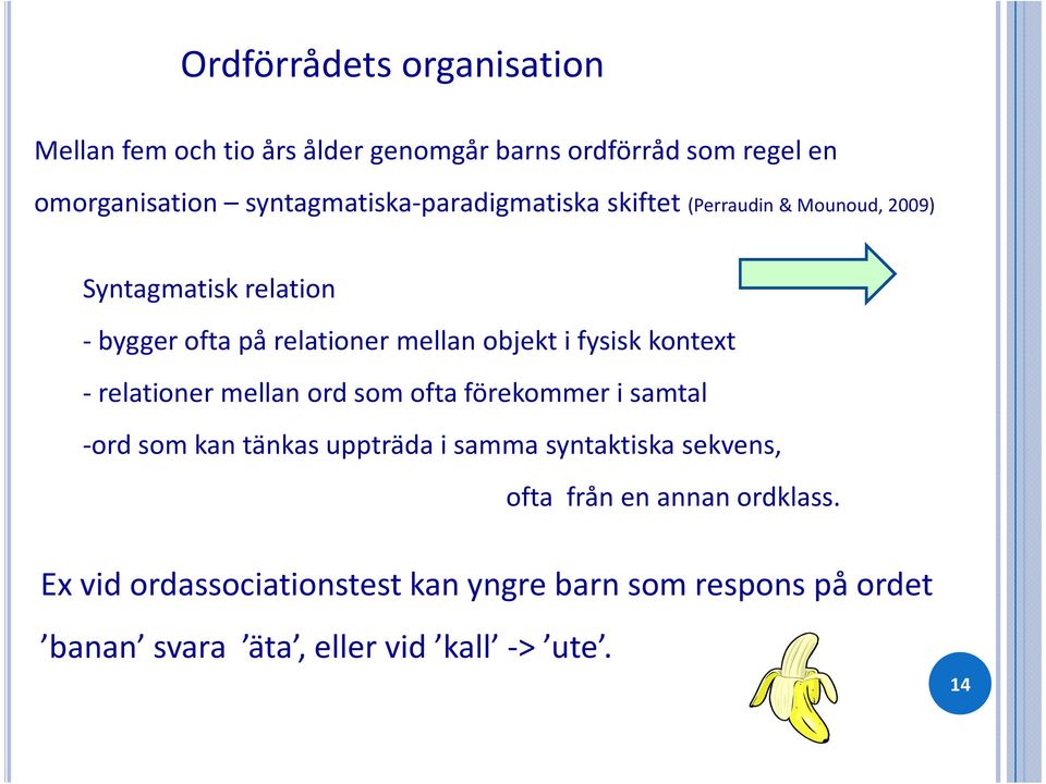 objekt i fysisk kontext - relationer mellan ord som ofta förekommer i samtal -ord som kan tänkas uppträda i samma