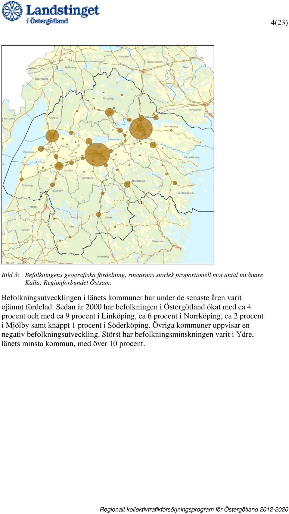 Sedan år 2000 har befolkningen i Östergötland ökat med ca 4 procent och med ca 9 procent i Linköping, ca 6 procent i Norrköping, ca 2