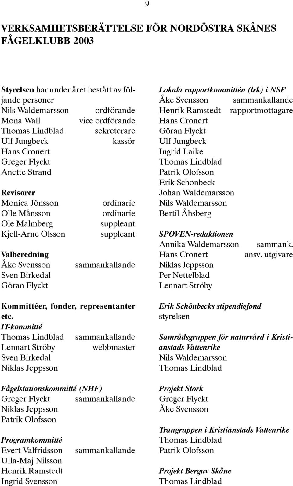 suppleant sammankallande Kommittéer, fonder, representanter etc.