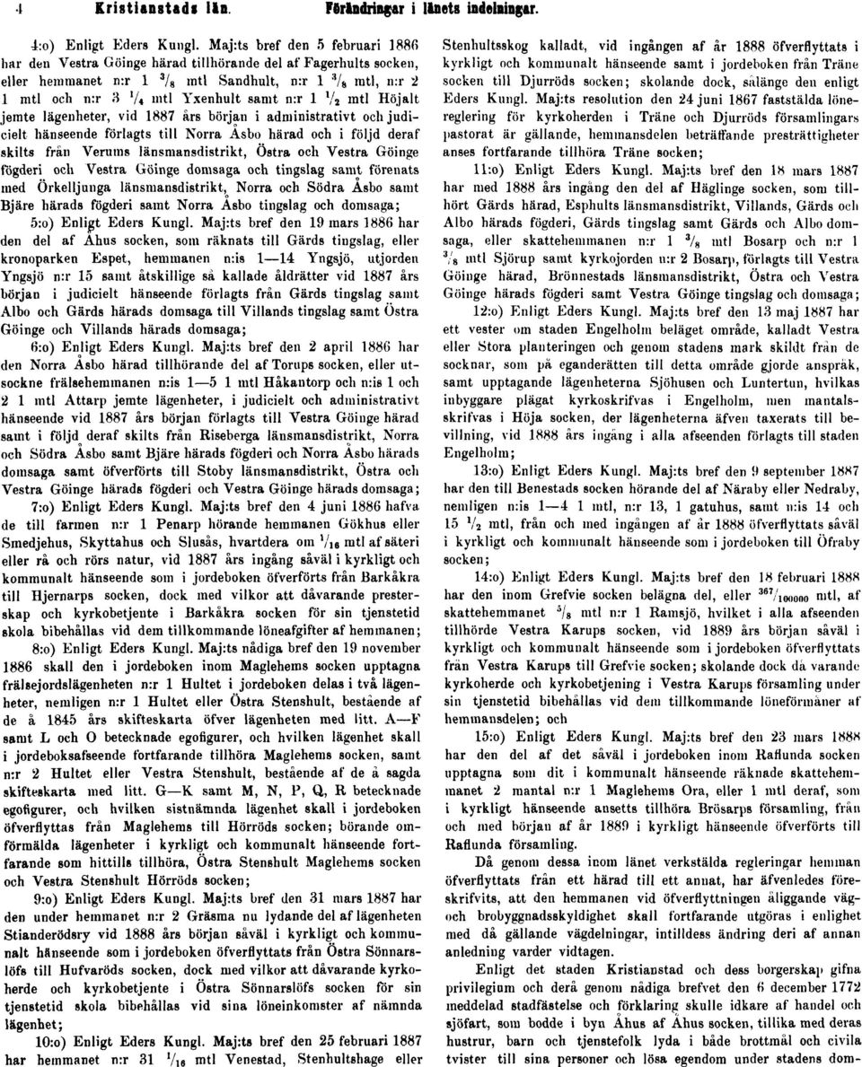 n:r 1 Vj mtl Höjalt jemte lägenheter, vid 1887 års början i administrativt ochjudicielt hänseende förlagts till Norra Åsbo härad och i följd deraf skilts från Verums länsmansdistrikt, Östra och