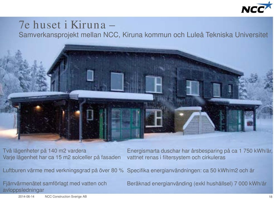 ca 1 750 kwh/år, vattnet renas i filtersystem och cirkuleras Specifika energianvändningen: ca 50 kwh/m2 och år Fjärrvärmenätet