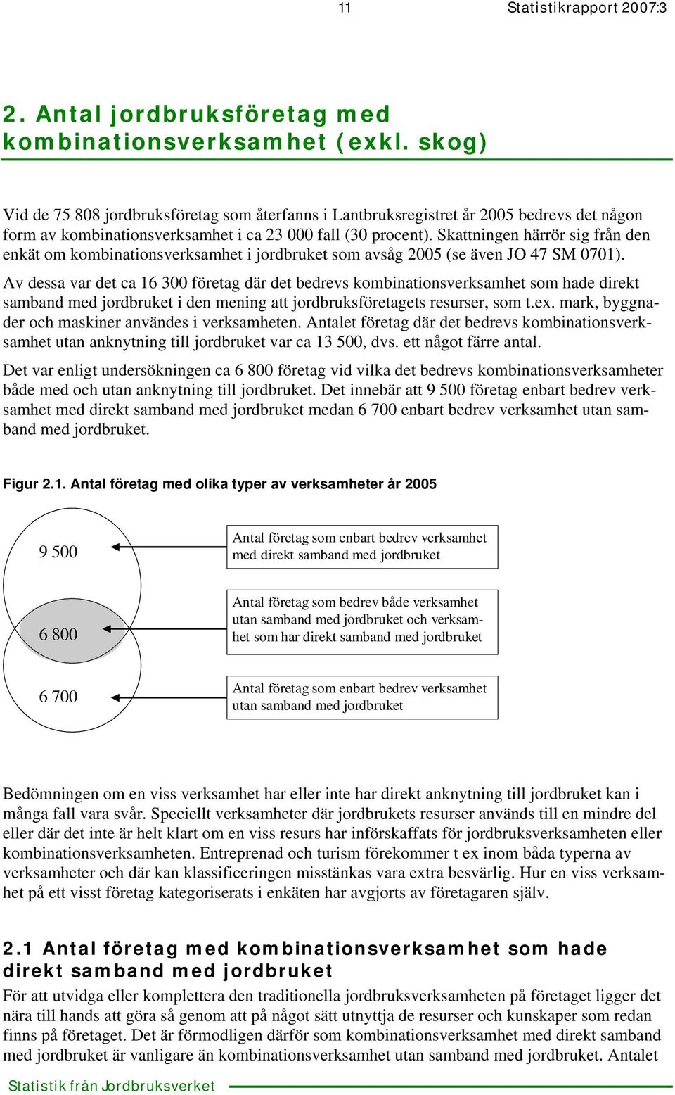 Skattningen härrör sig från den enkät om kombinationsverksamhet i jordbruket som avsåg 2005 (se även JO 47 SM 0701).