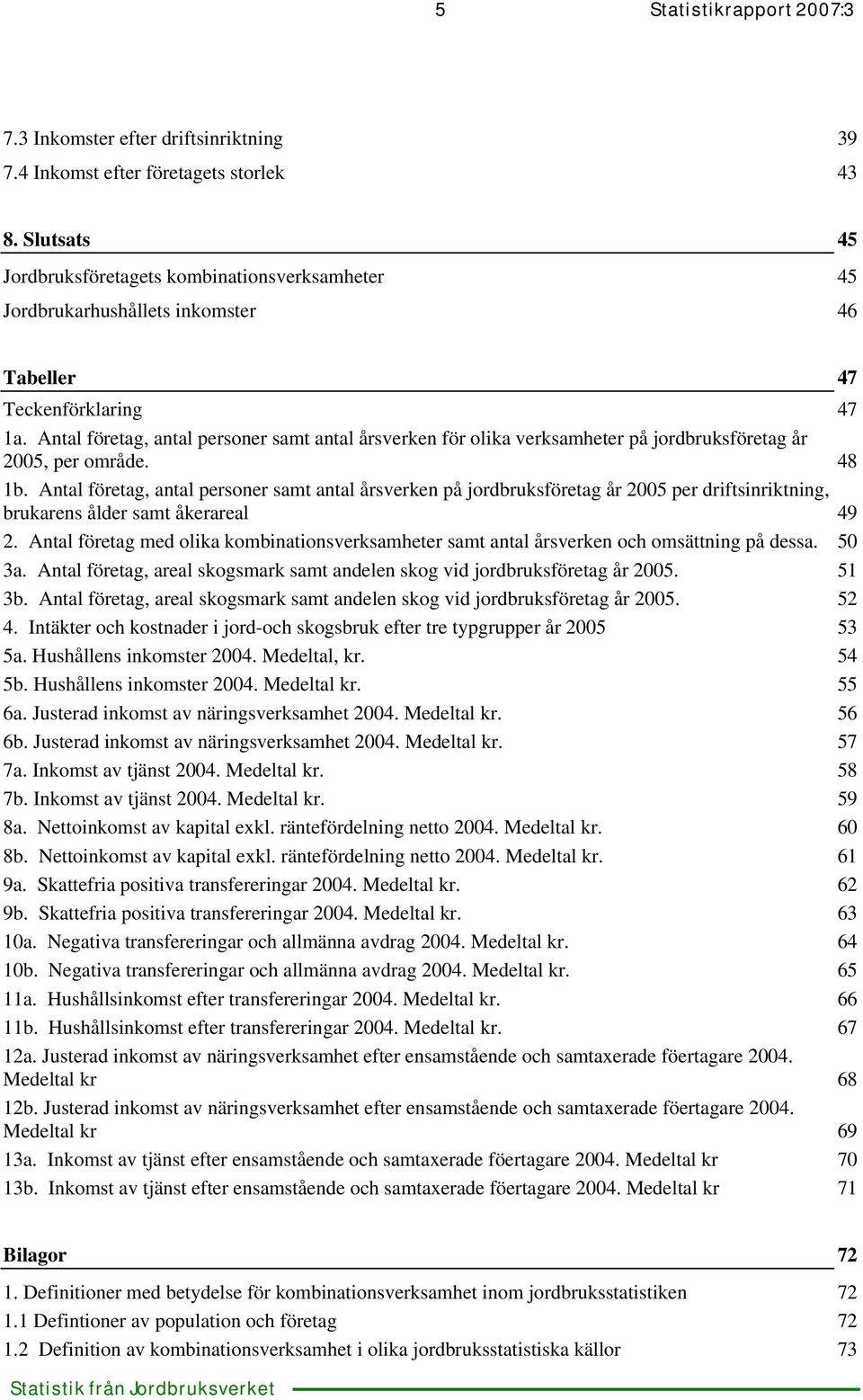 Antal företag, antal personer samt antal årsverken för olika verksamheter på jordbruksföretag år 2005, per område. 48 1b.