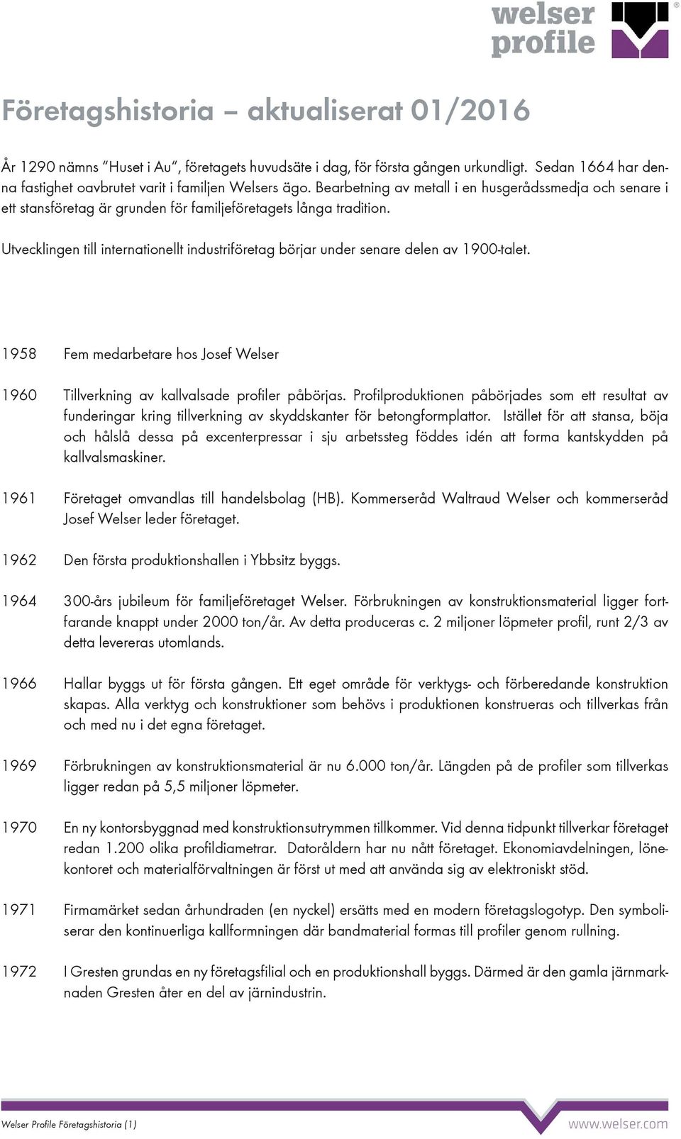 Utvecklingen till internationellt industriföretag börjar under senare delen av 1900-talet.