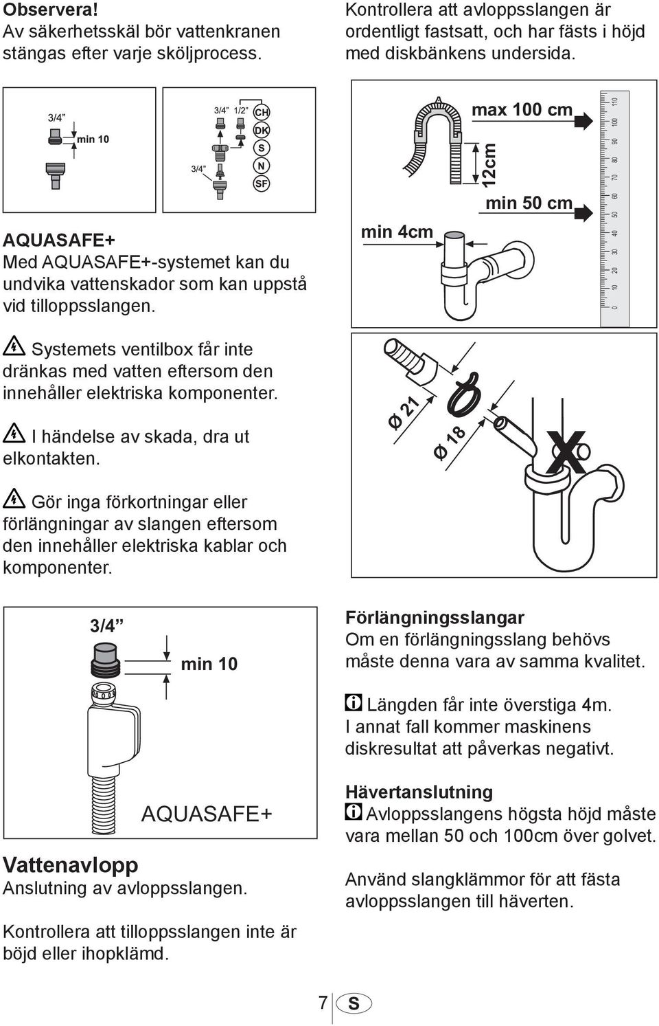 1011 Systemets ventilbox får inte dränkas med vatten eftersom den innehåller elektriska komponenter. I händelse av skada, dra ut elkontakten.