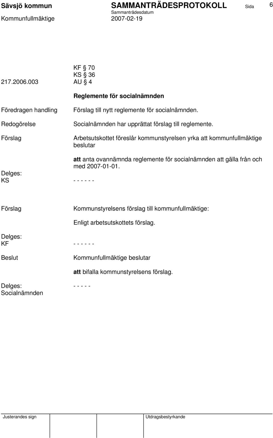 reglemente för socialnämnden.