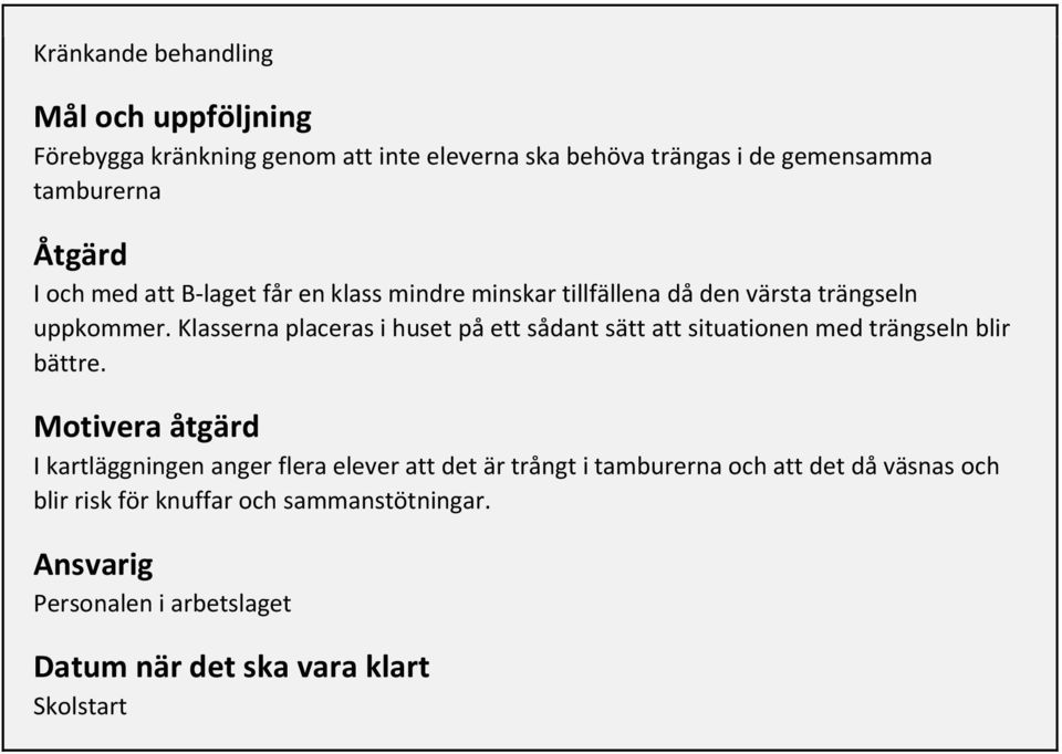 Klasserna placeras i huset på ett sådant sätt att situationen med trängseln blir bättre.