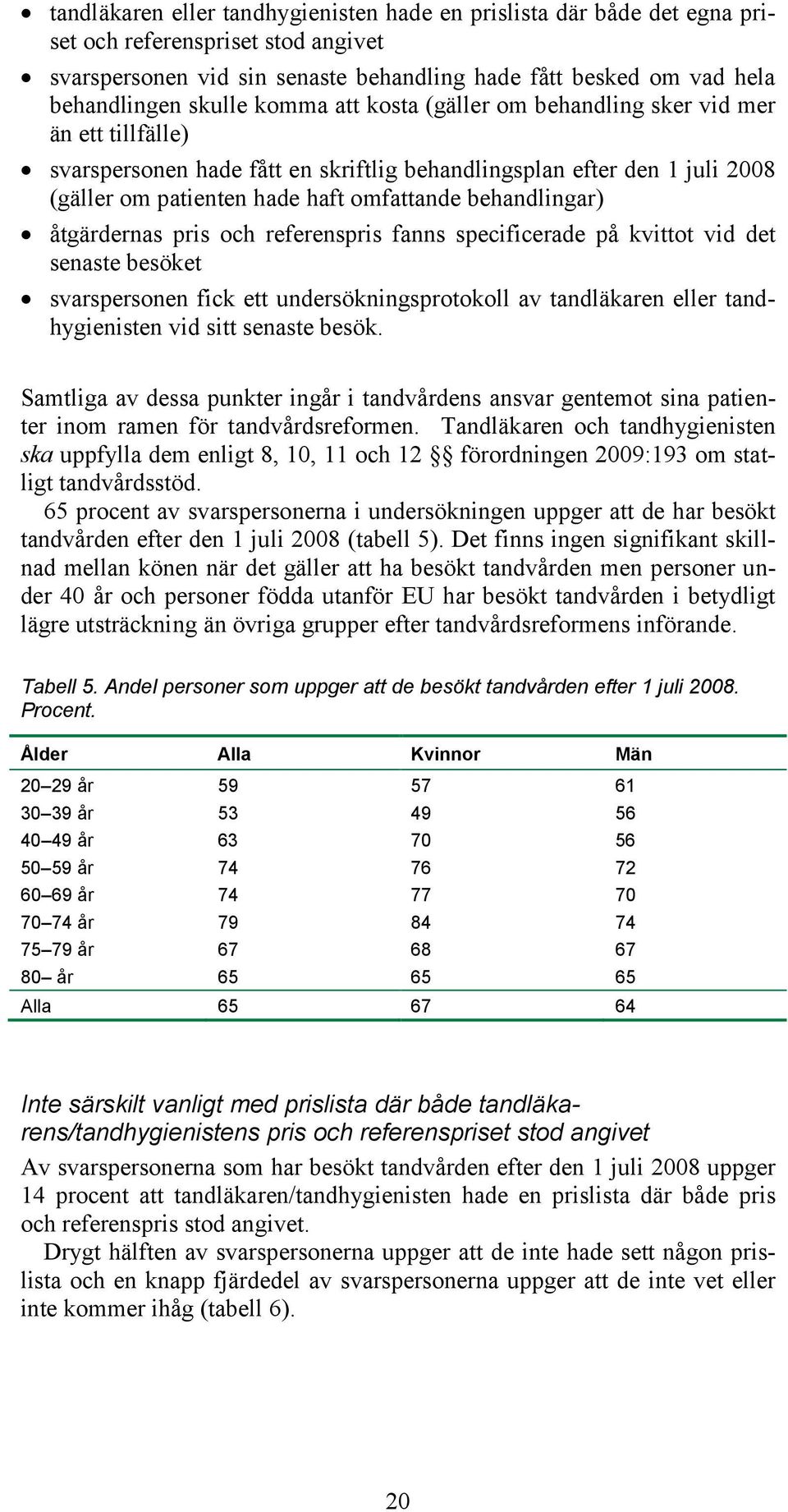 åtgärdernas pris och referenspris fanns specificerade på kvittot vid det senaste besöket svarspersonen fick ett undersökningsprotokoll av tandläkaren eller tandhygienisten vid sitt senaste besök.