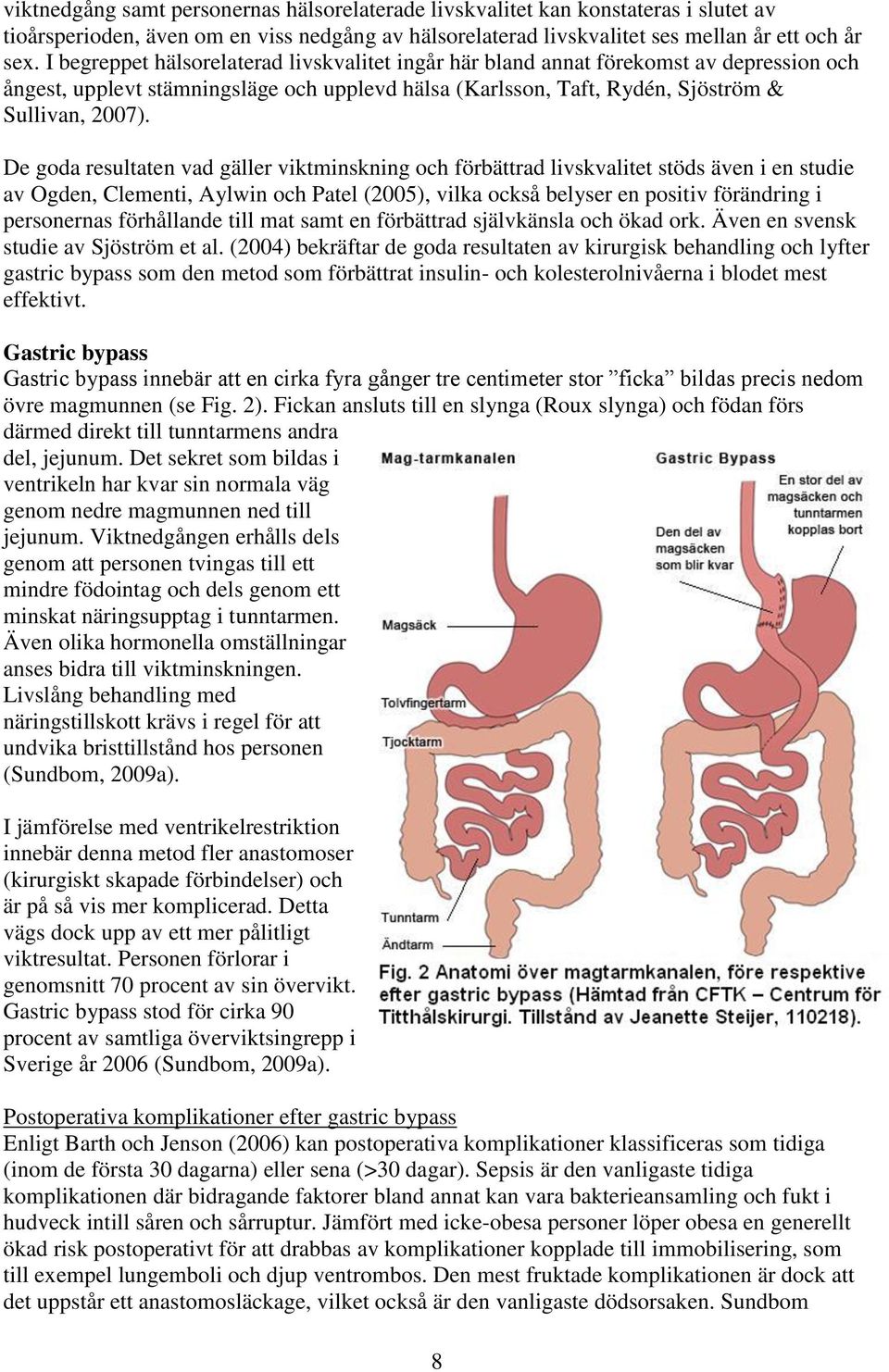 De goda resultaten vad gäller viktminskning och förbättrad livskvalitet stöds även i en studie av Ogden, Clementi, Aylwin och Patel (2005), vilka också belyser en positiv förändring i personernas