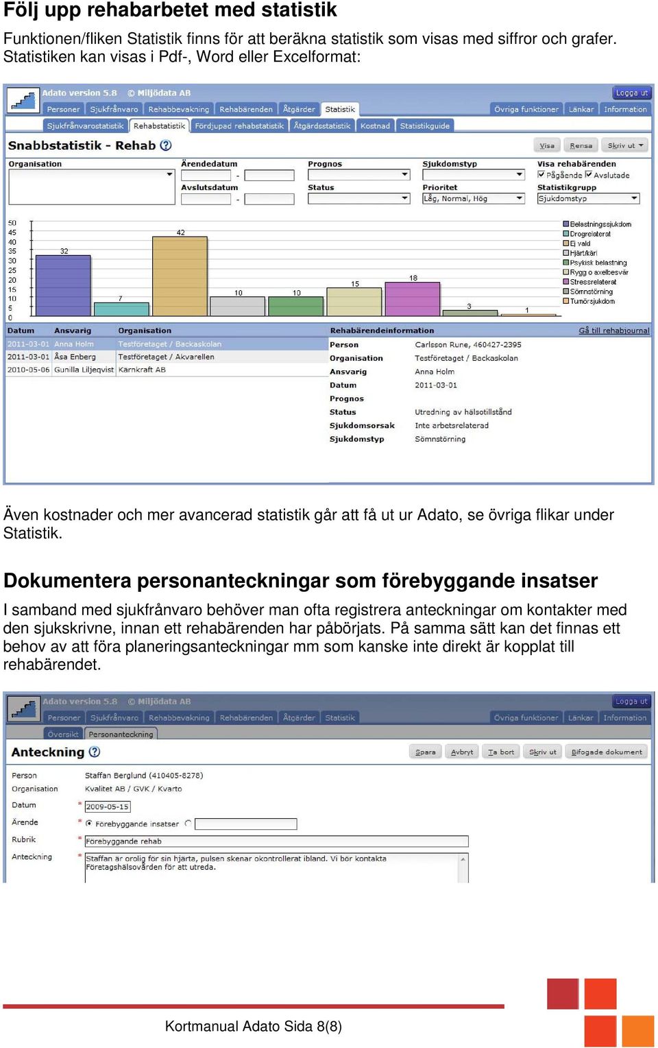 Dokumentera personanteckningar som förebyggande insatser I samband med sjukfrånvaro behöver man ofta registrera anteckningar om kontakter med den sjukskrivne,