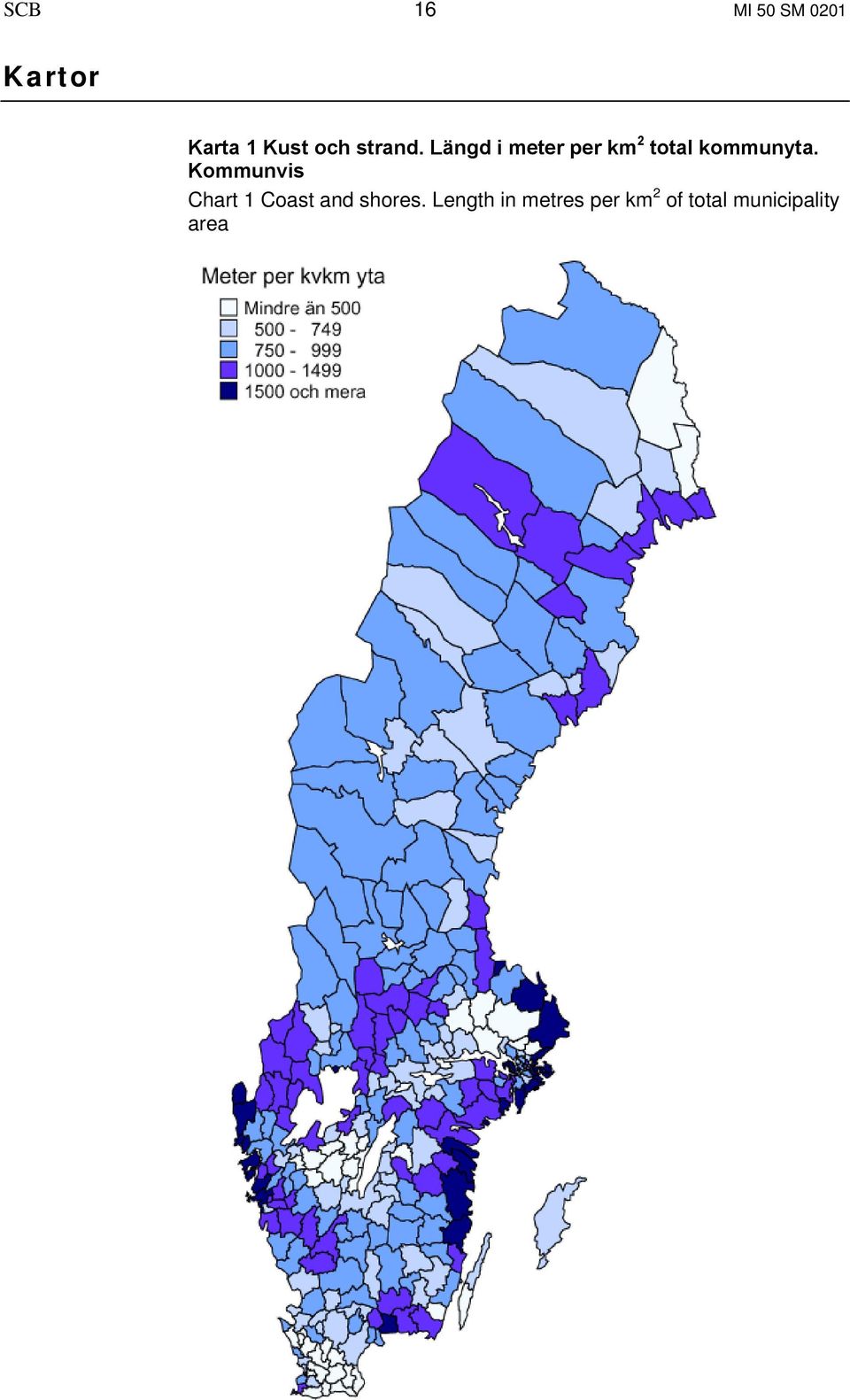 Längd i meter per km 2 total kommunyta.