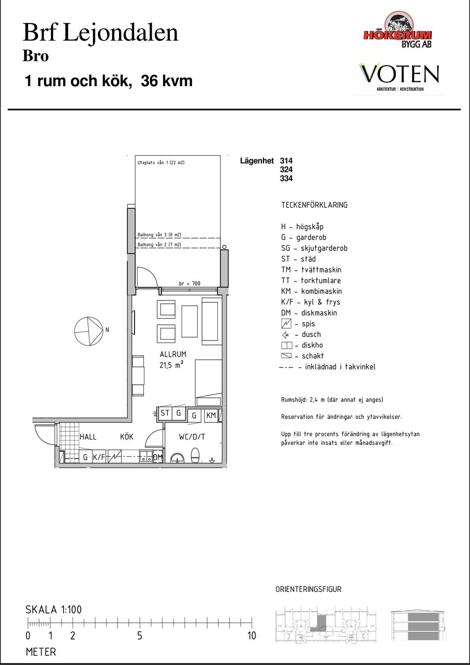 m2) Balkong vån 2 (7 m2) 21,5 m²