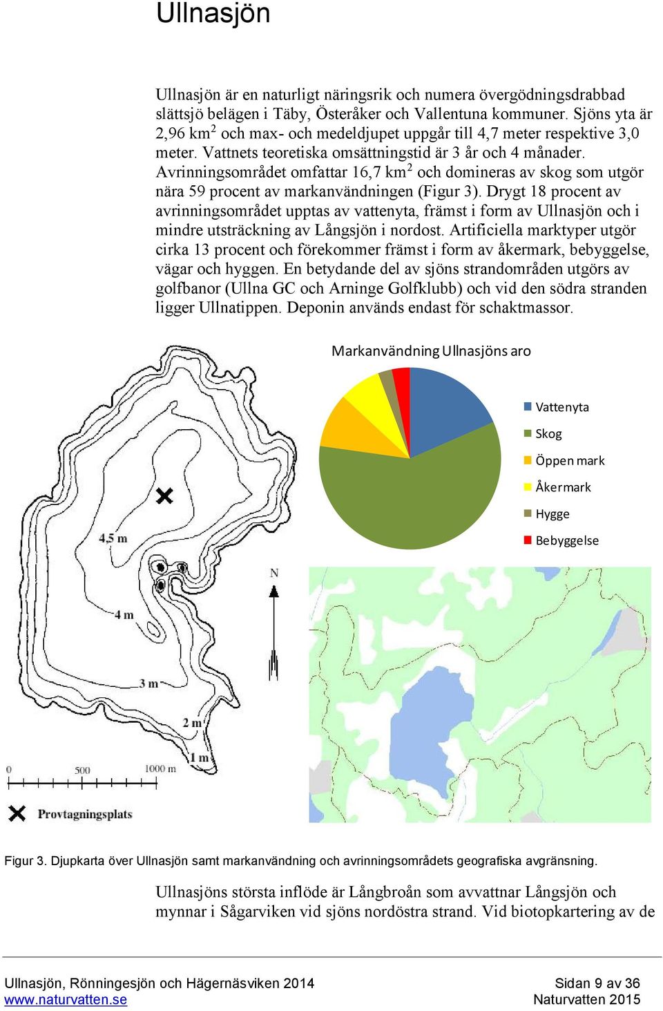 Avrinningsområdet omfattar 16,7 km 2 och domineras av skog som utgör nära 59 procent av markanvändningen (Figur 3).