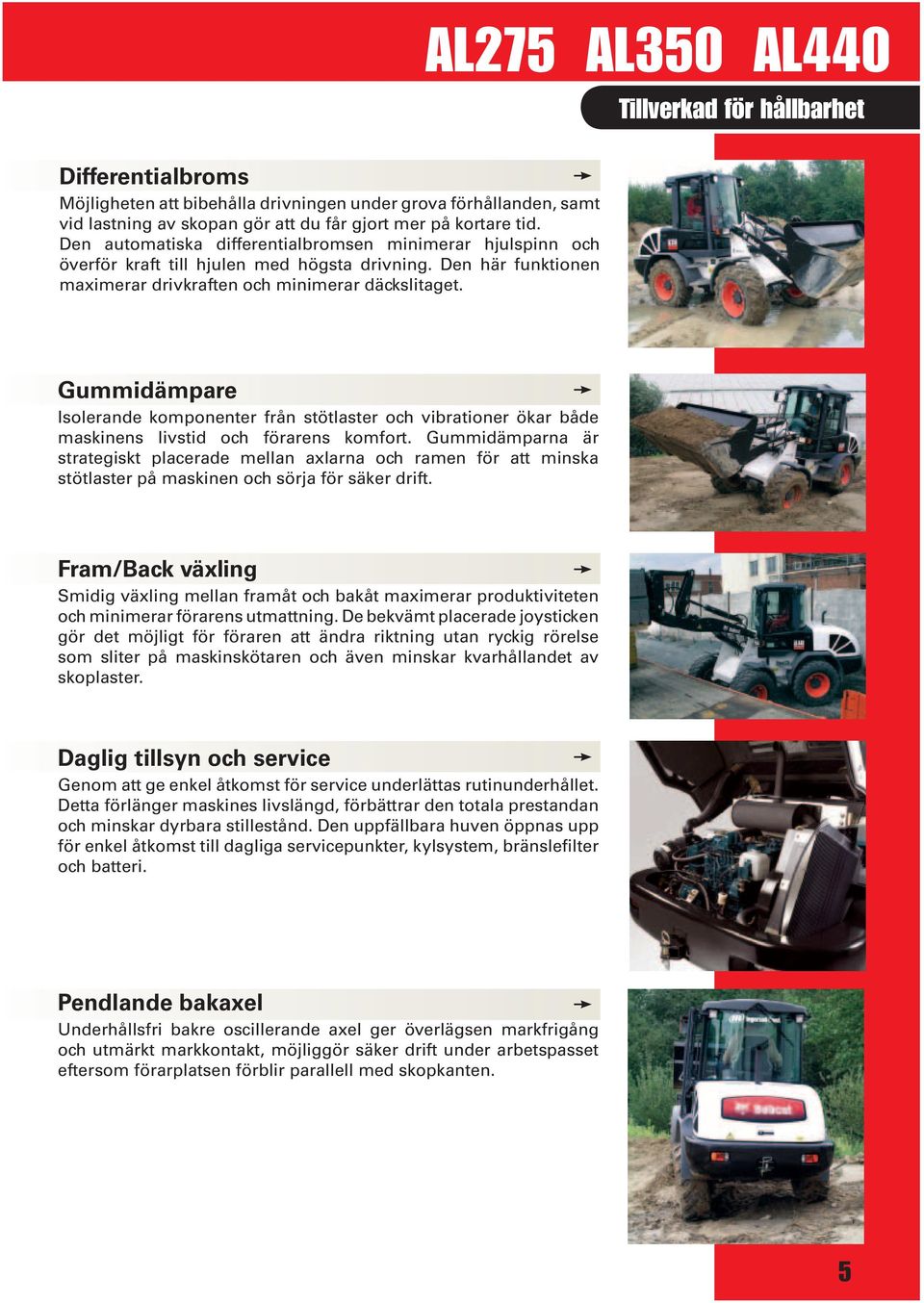 Gummidämpare Isolerande komponenter från stötlaster och vibrationer ökar både maskinens livstid och förarens komfort.