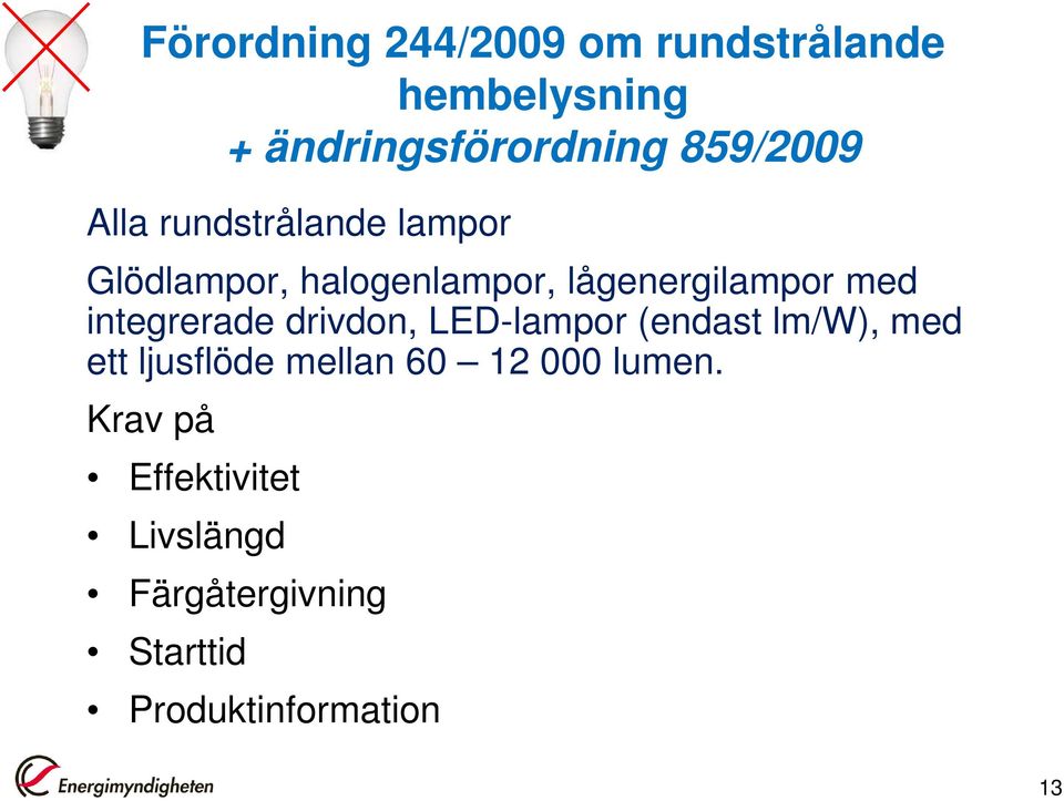 integrerade drivdon, LED-lampor (endast lm/w), med ett ljusflöde mellan 60 12