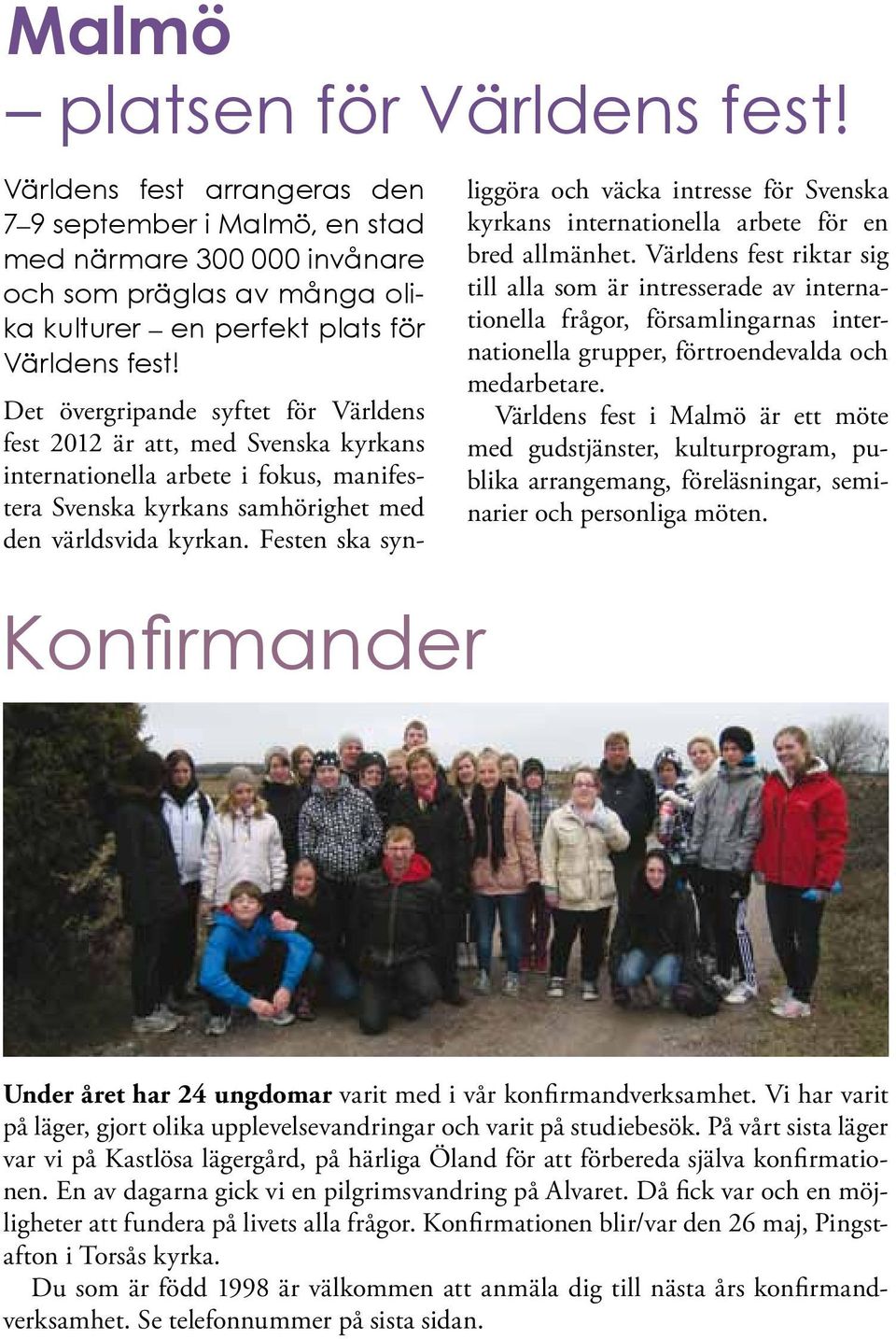 Festen ska synliggöra och väcka intresse för Svenska kyrkans internationella arbete för en bred allmänhet.