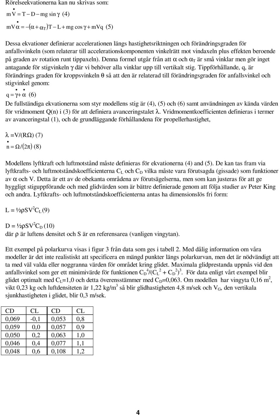 Denna formel utgår från att α och α T är små vinklar men gör inget antagande för stigvinkeln γ där vi behöver alla vinklar upp till vertikalt stig.