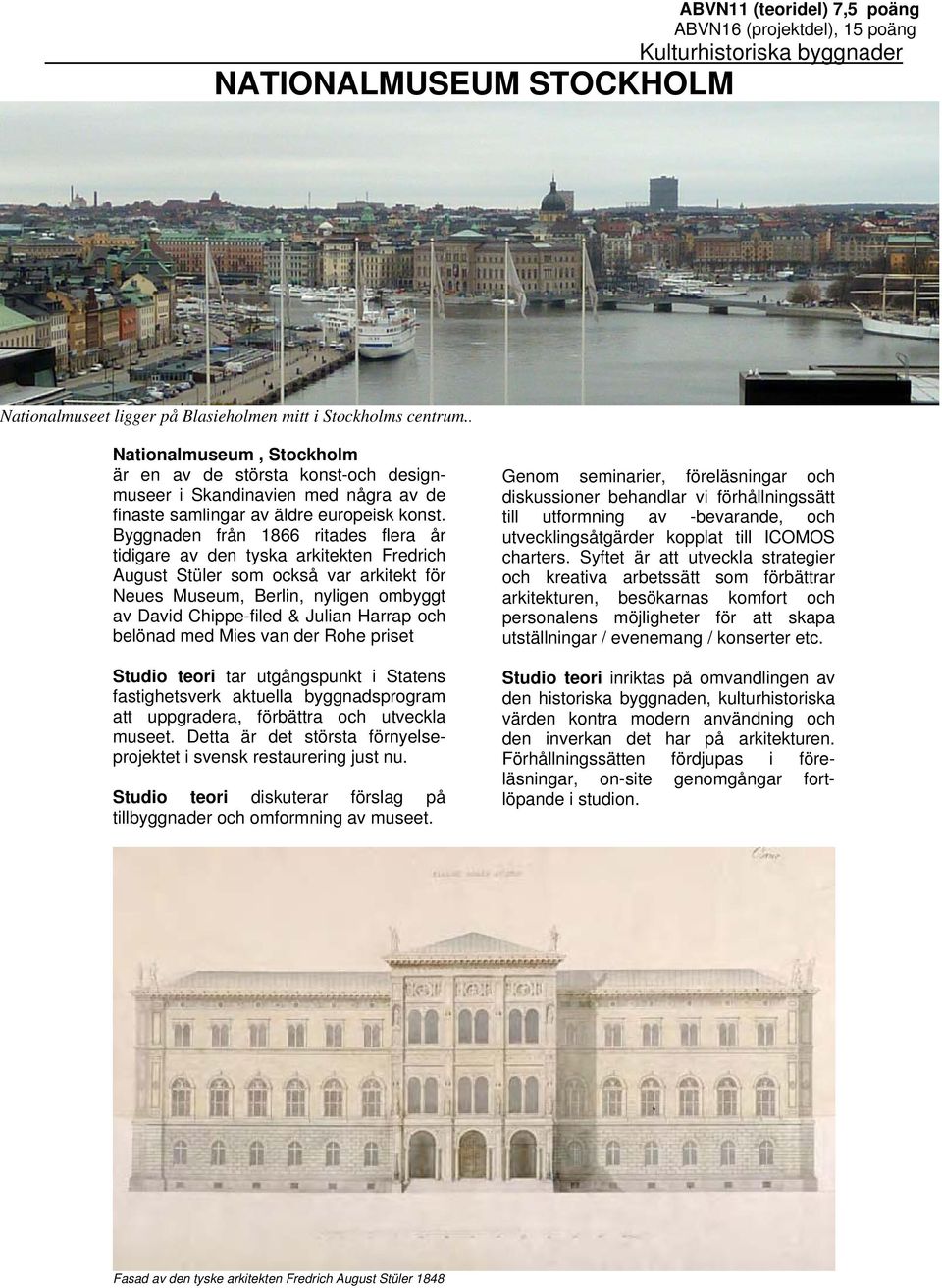 Byggnaden från 1866 ritades flera år tidigare av den tyska arkitekten Fredrich August Stüler som också var arkitekt för Neues Museum, Berlin, nyligen ombyggt av David Chippe-filed & Julian Harrap och