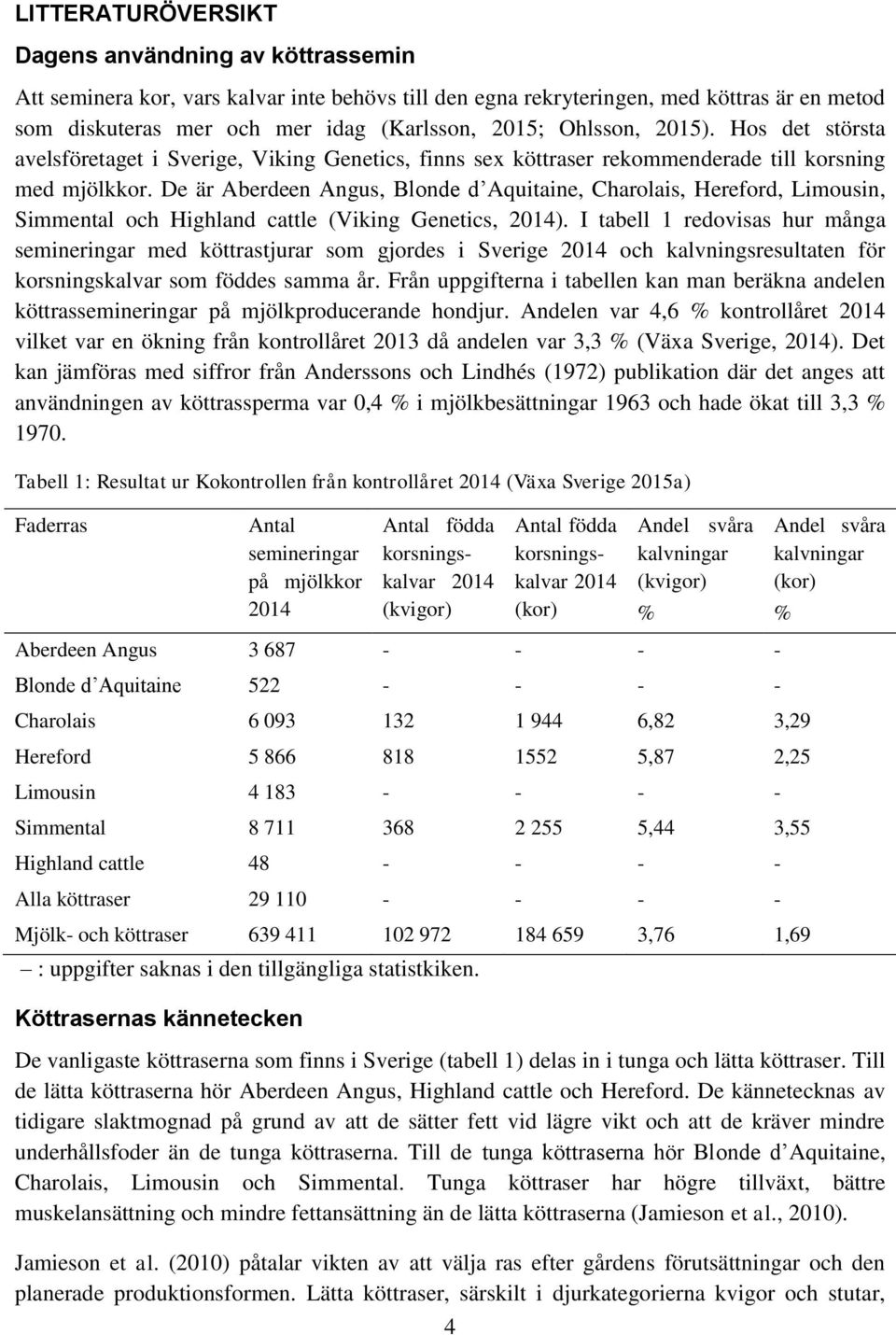 De är Aberdeen Angus, Blonde d Aquitaine, Charolais, Hereford, Limousin, Simmental och Highland cattle (Viking Genetics, 2014).