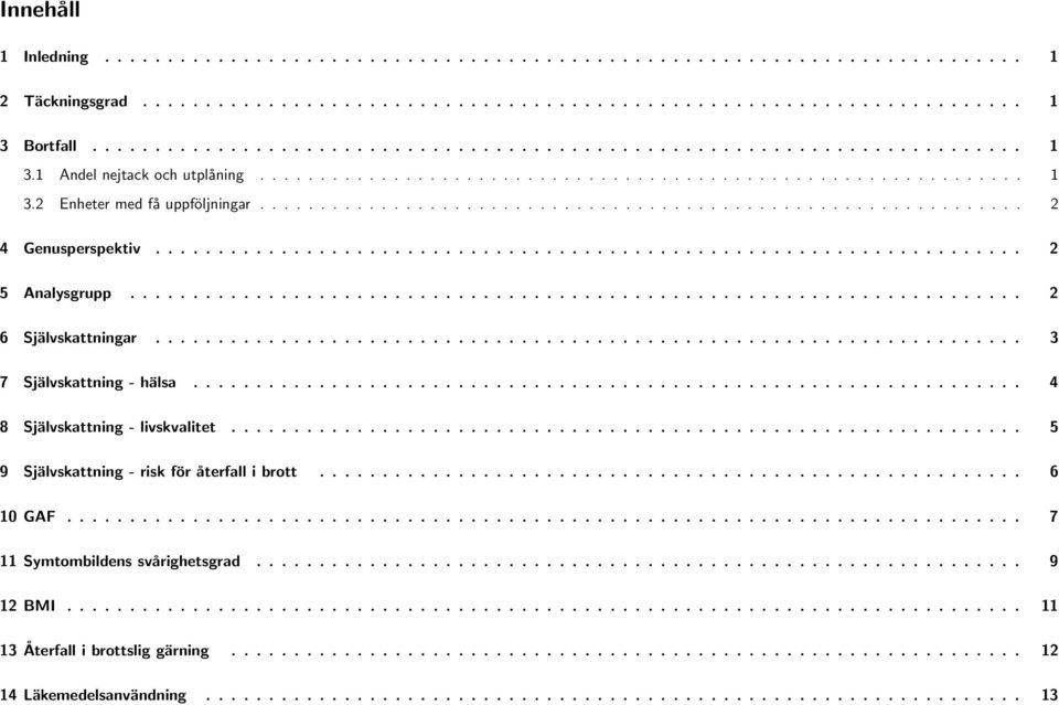 .............................................................. 2 4 Genusperspektiv..................................................................... 2 5 Analysgrupp....................................................................... 2 6 Självskattningar.