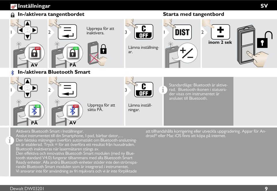 Lämna nställnngar. PÅ AV Aktvera Bluetooth Smart Inställnngar.