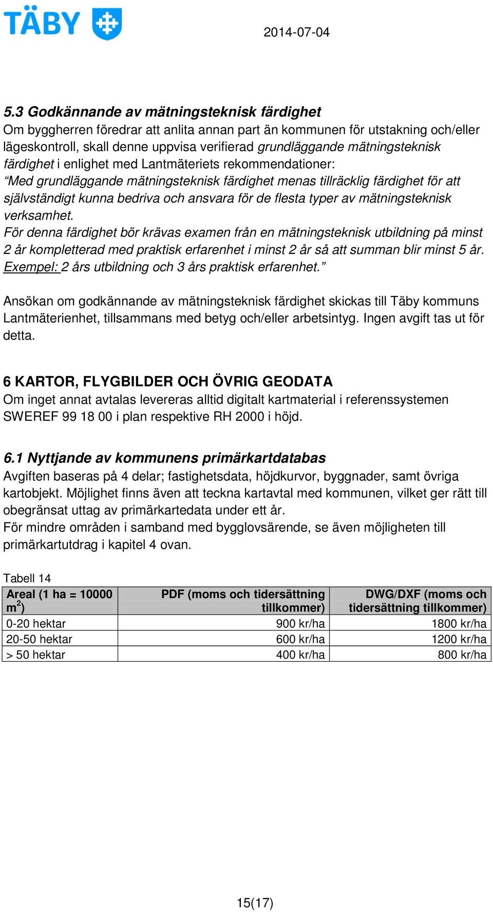 flesta typer av mätningsteknisk verksamhet.