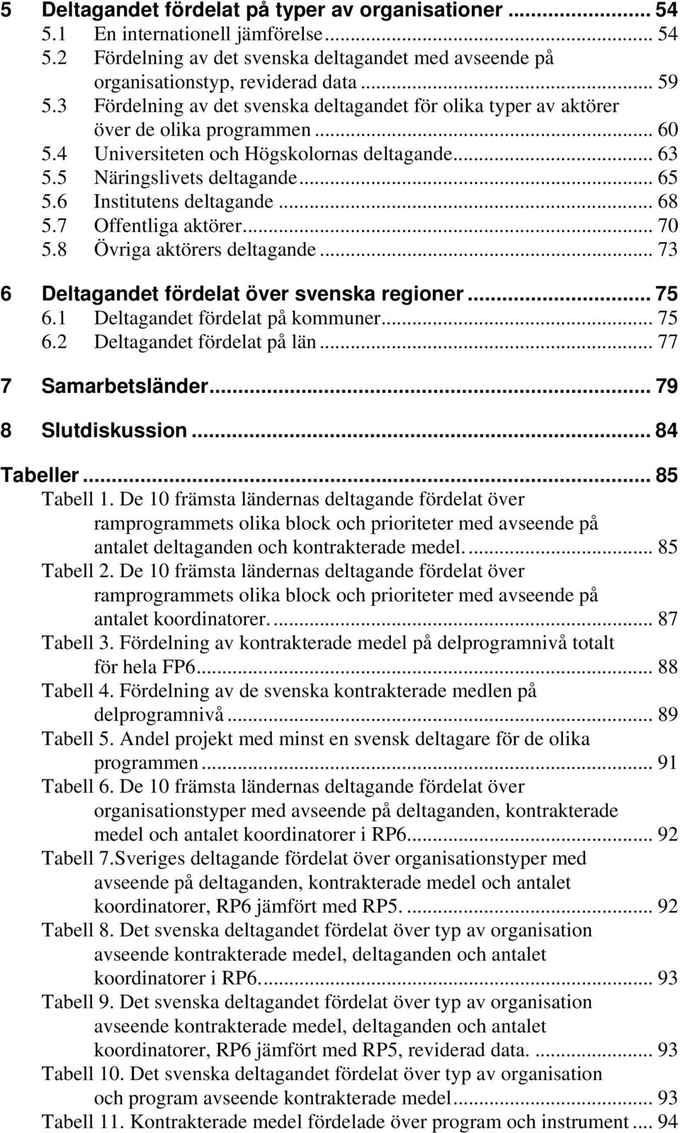 6 Institutens deltagande... 68 5.7 Offentliga aktörer... 70 5.8 Övriga aktörers deltagande... 73 6 Deltagandet fördelat över svenska regioner... 75 6.1 Deltagandet fördelat på kommuner... 75 6.2 Deltagandet fördelat på län.