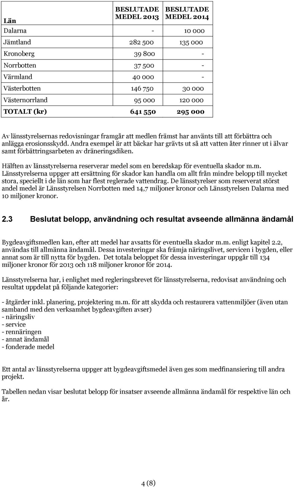 Andra exempel är att bäckar har grävts ut så att vatten åter rinner ut i älvar samt förbättringsarbeten av dräneringsdiken.