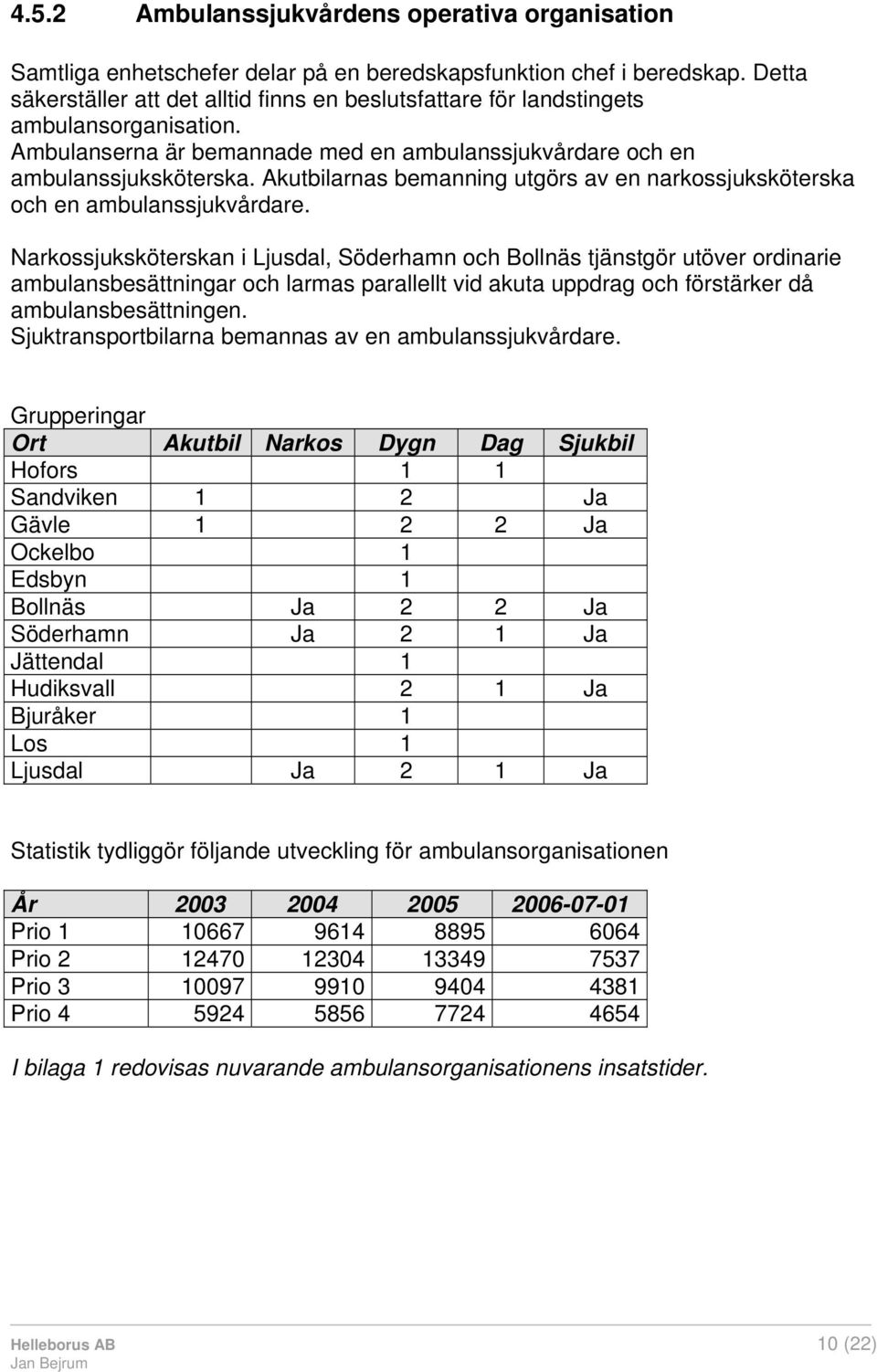 Akutbilarnas bemanning utgörs av en narkossjuksköterska och en ambulanssjukvårdare.