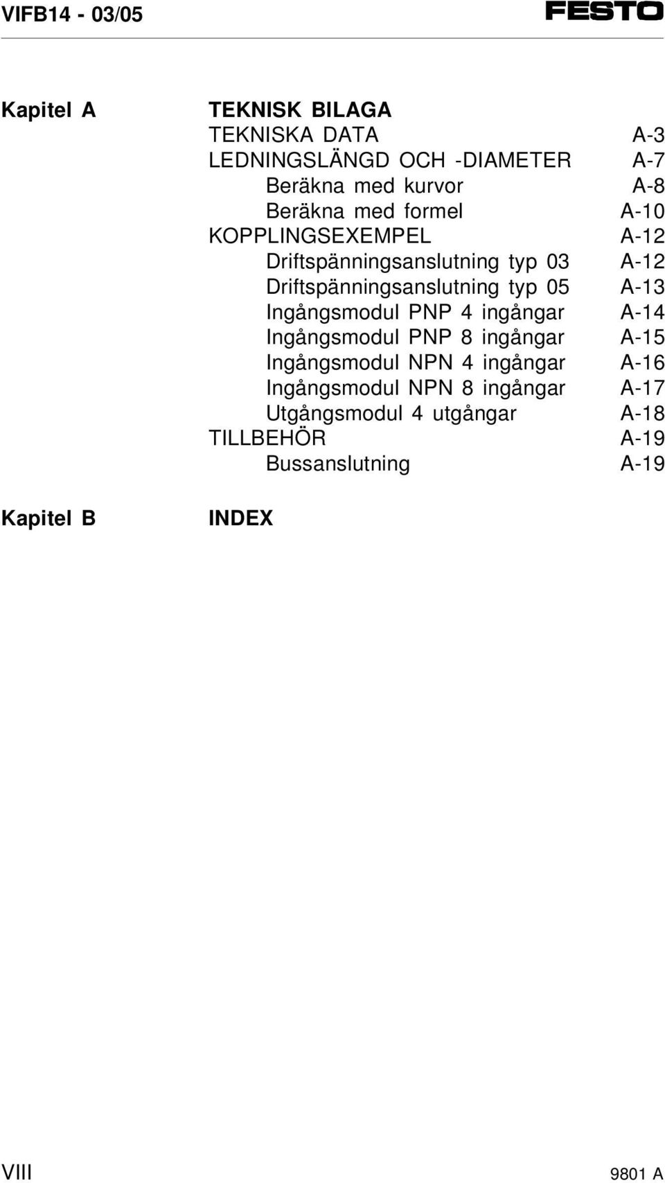 typ 05 A-13 Ingångsmodul PNP 4 ingångar A-14 Ingångsmodul PNP 8 ingångar A-15 Ingångsmodul NPN 4 ingångar A-16