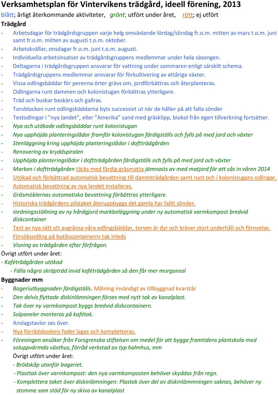 - Deltagarna i trädgårdsgruppen ansvarar för vattning under sommaren enligt särskilt schema. - Trädgårdsgruppens medlemmar ansvarar för förkultivering av ettåriga växter.