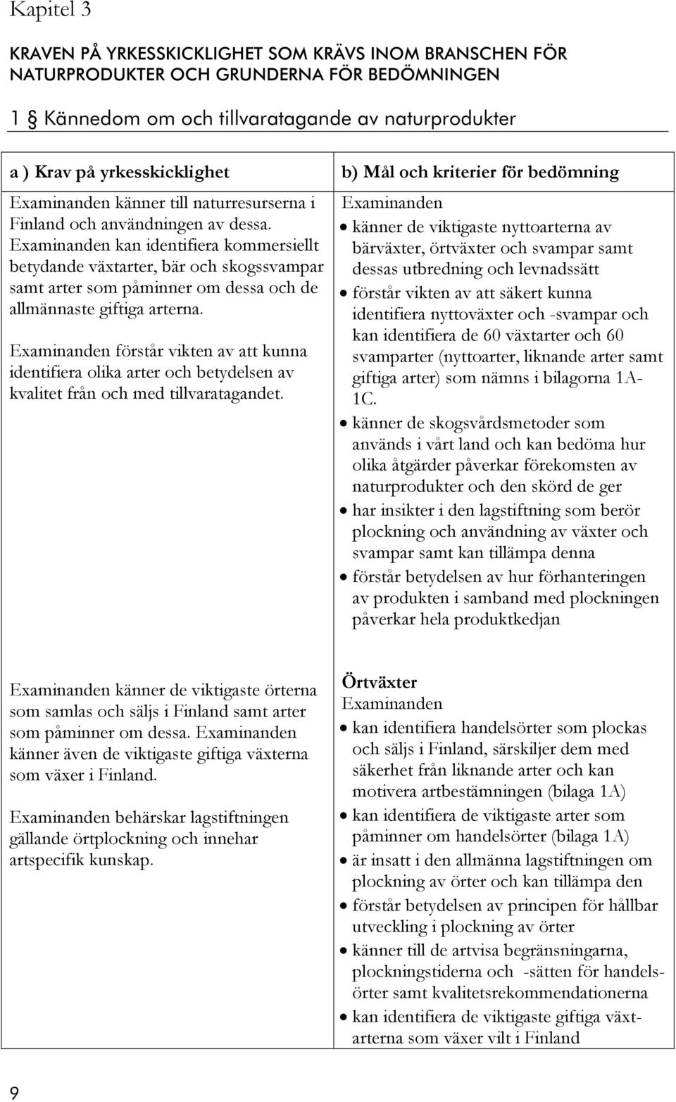 förstår vikten av att kunna identifiera olika arter och betydelsen av kvalitet från och med tillvaratagandet.