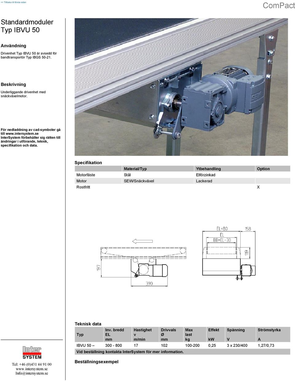 Material/Typ Ytbehandling Option Motorfäste Stål Elförzinkad Motor SEW/Snäckväxel Lackerad Rostfritt X