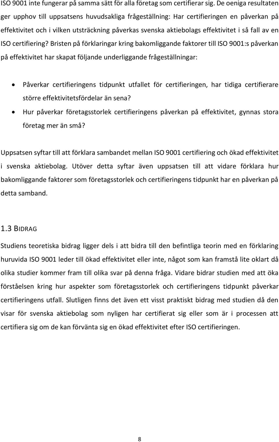 fall av en ISO certifiering?