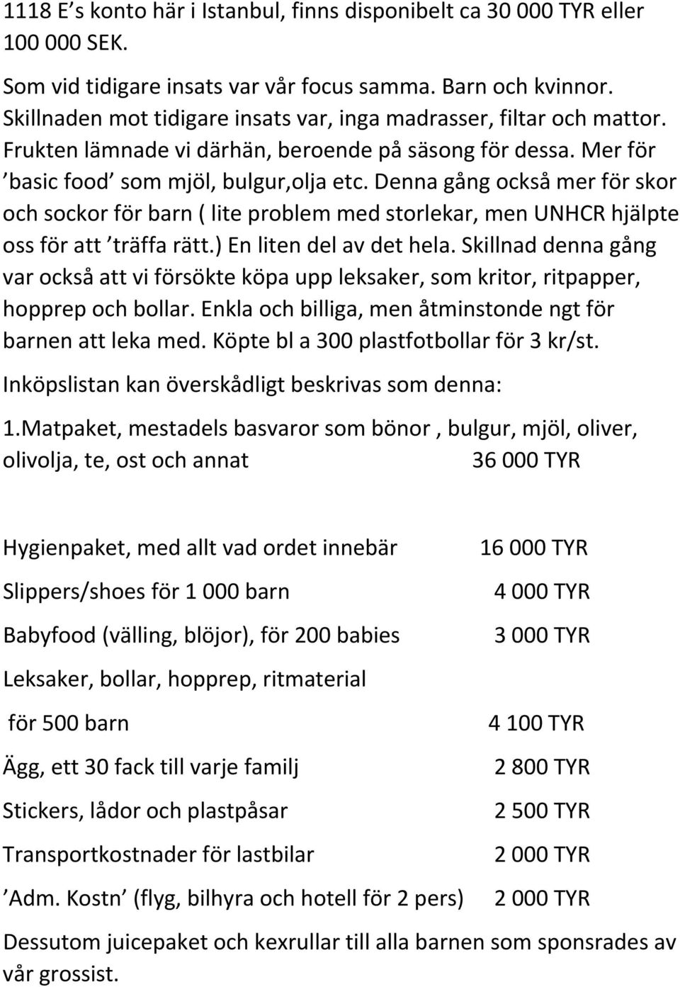 Denna gång också mer för skor och sockor för barn ( lite problem med storlekar, men UNHCR hjälpte oss för att träffa rätt.) En liten del av det hela.