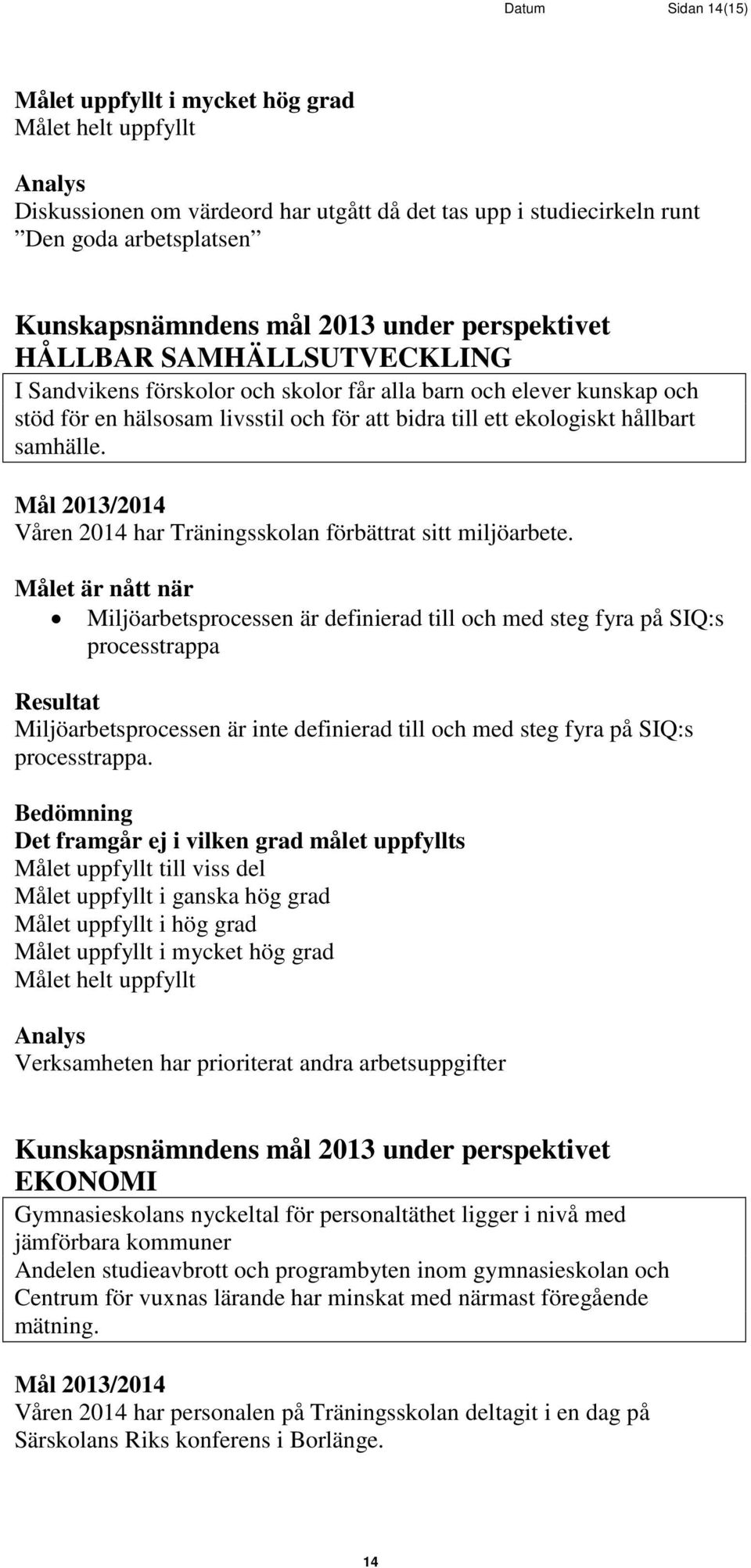 Våren 2014 har Träningsskolan förbättrat sitt miljöarbete.