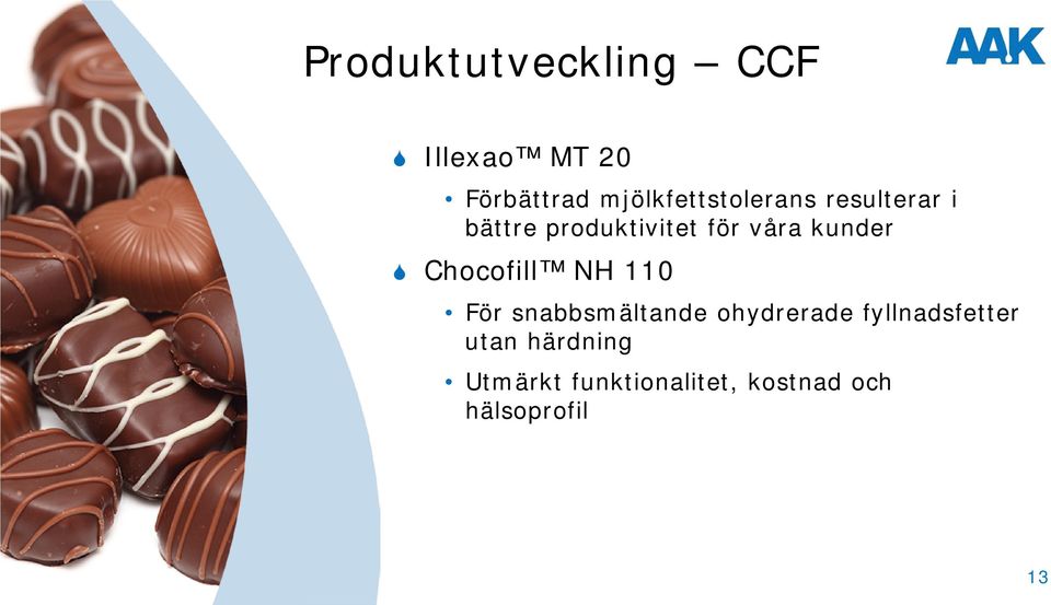 våra kunder Chocofill NH 110 För snabbsmältande ohydrerade