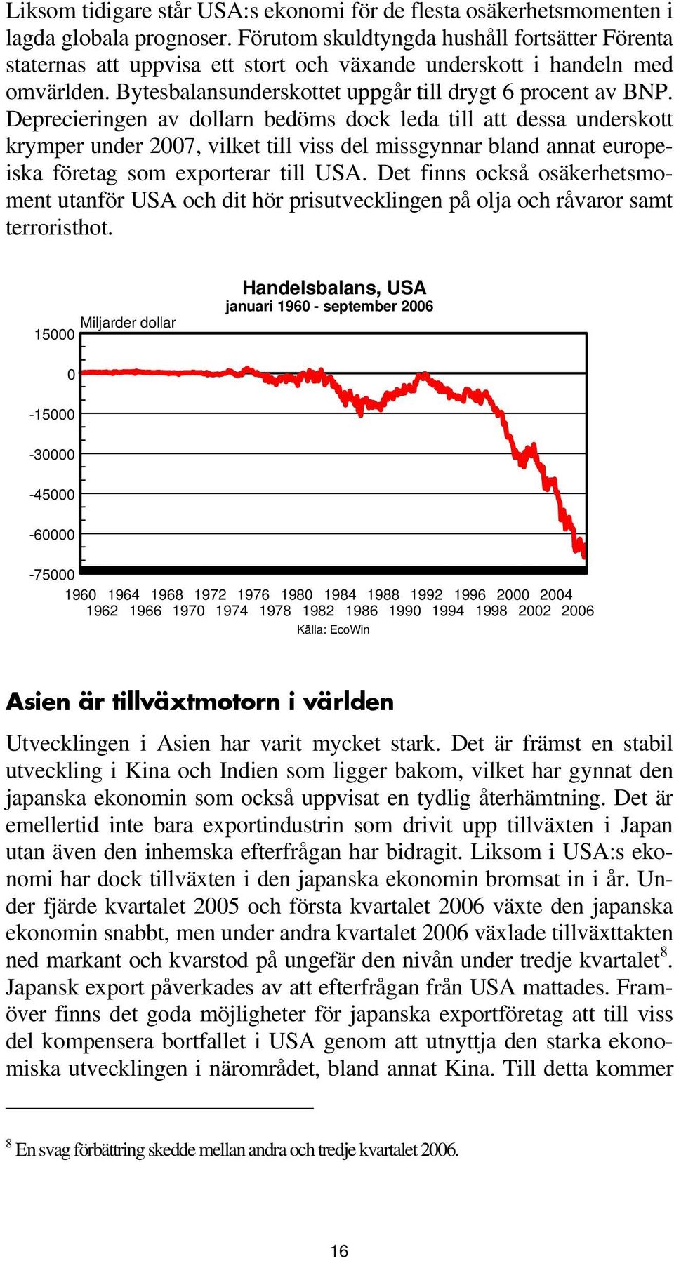 Deprecieringen av dollarn bedöms dock leda till att dessa underskott krymper under 2007, vilket till viss del missgynnar bland annat europeiska företag som exporterar till USA.