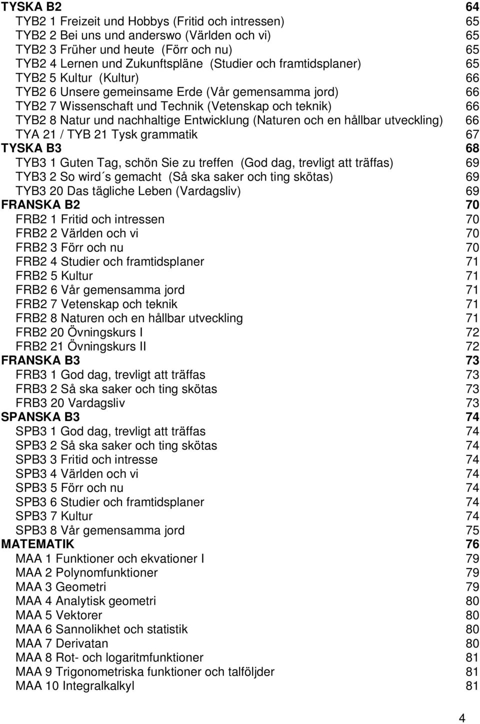 (Naturen och en hållbar utveckling) 66 TYA 21 / TYB 21 Tysk grammatik 67 TYSKA B3 68 TYB3 1 Guten Tag, schön Sie zu treffen (God dag, trevligt att träffas) 69 TYB3 2 So wird s gemacht (Så ska saker