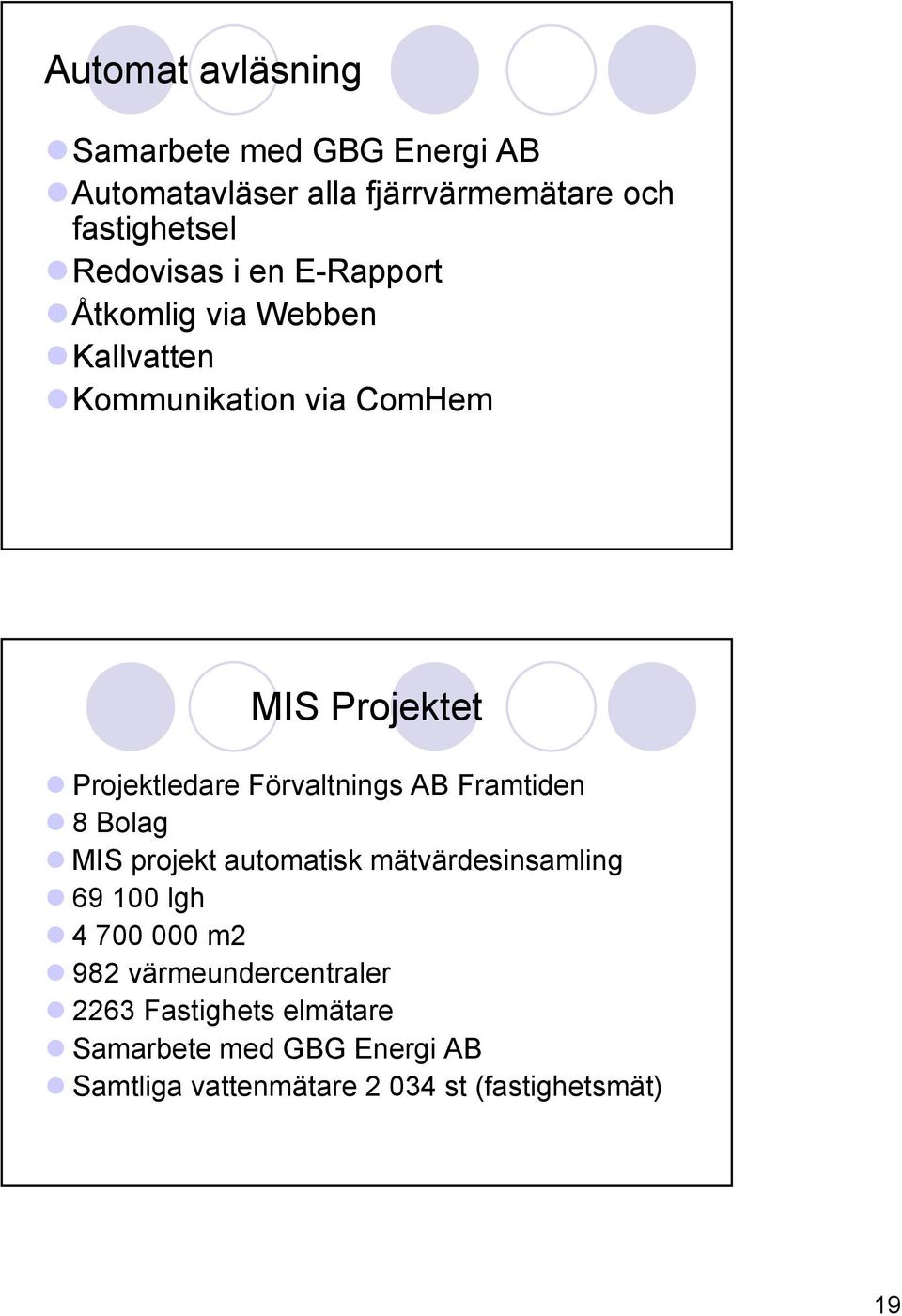 Förvaltnings AB Framtiden 8 Bolag MIS projekt automatisk mätvärdesinsamling 69 100 lgh 4 700 000 m2 982