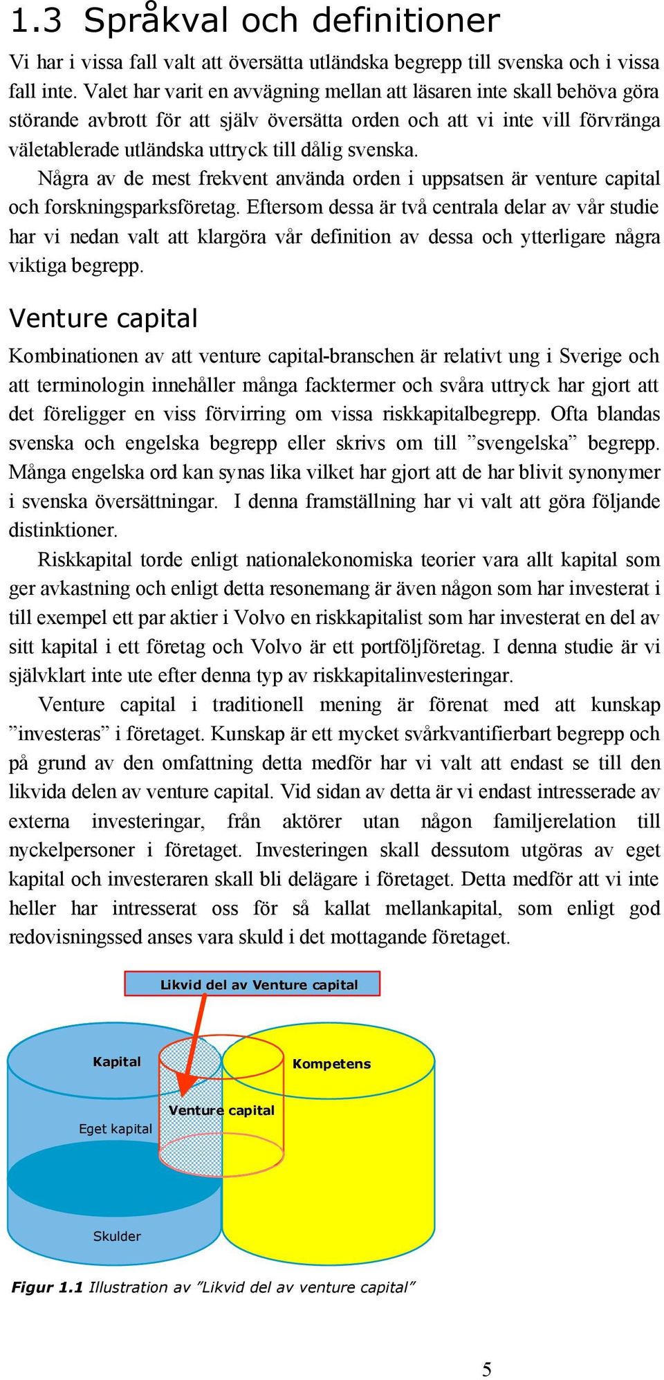 Några av de mest frekvent använda orden i uppsatsen är venture capital och forskningsparksföretag.