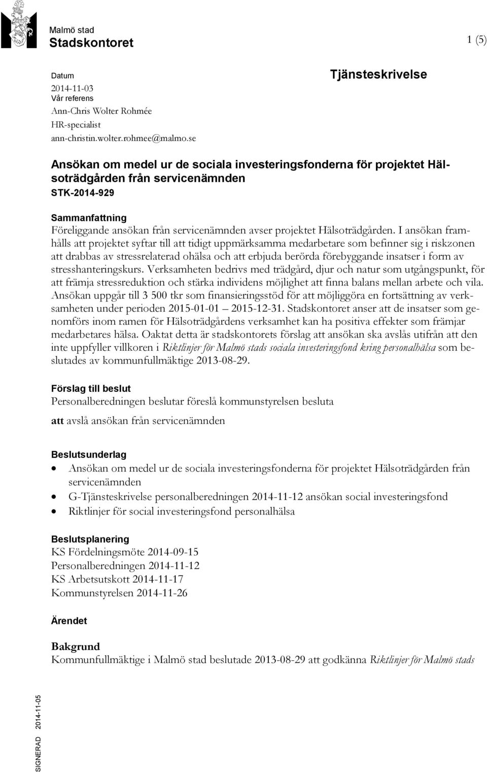 projektet Hälsoträdgården.