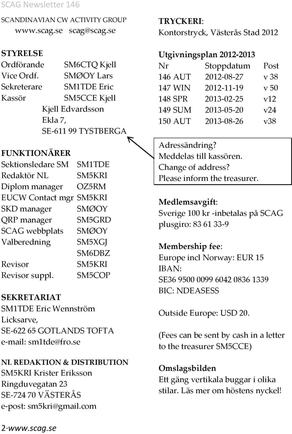 SM5KRI SKD manager SMØOY QRP manager SM5GRD SCAG webbplats SMØOY Valberedning SM5XGJ SM6DBZ Revisor SM5KRI Revisor suppl.