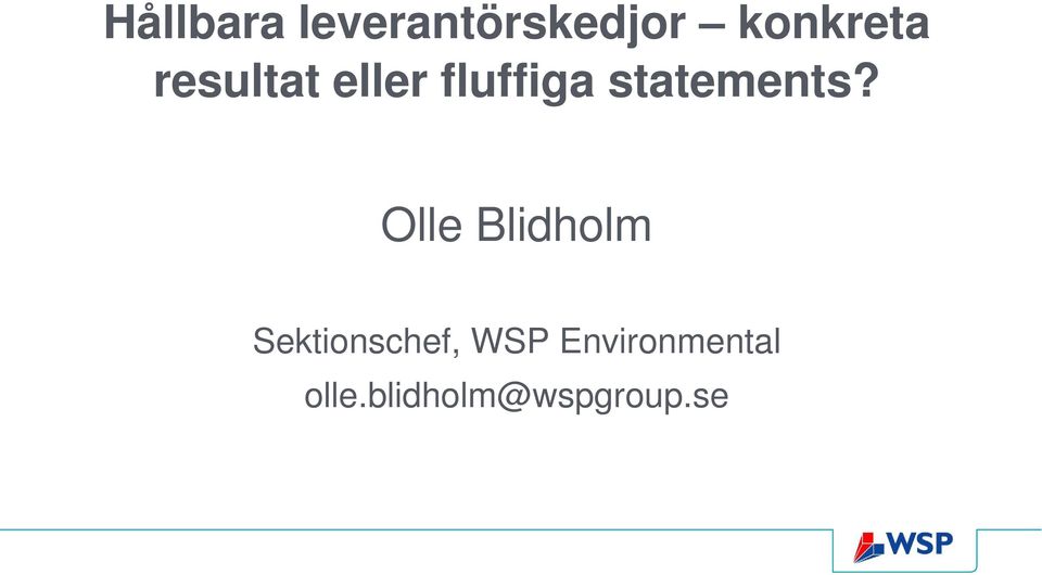 Olle Blidholm Sektionschef, WSP