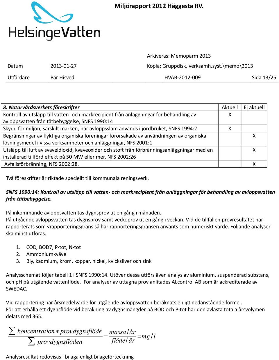 miljön, särskilt marken, när avloppsslam används i jordbruket, SNFS 1994:2 X Begränsningar av flyktiga organiska föreningar förorsakade av användningen av organiska X lösningsmedel i vissa