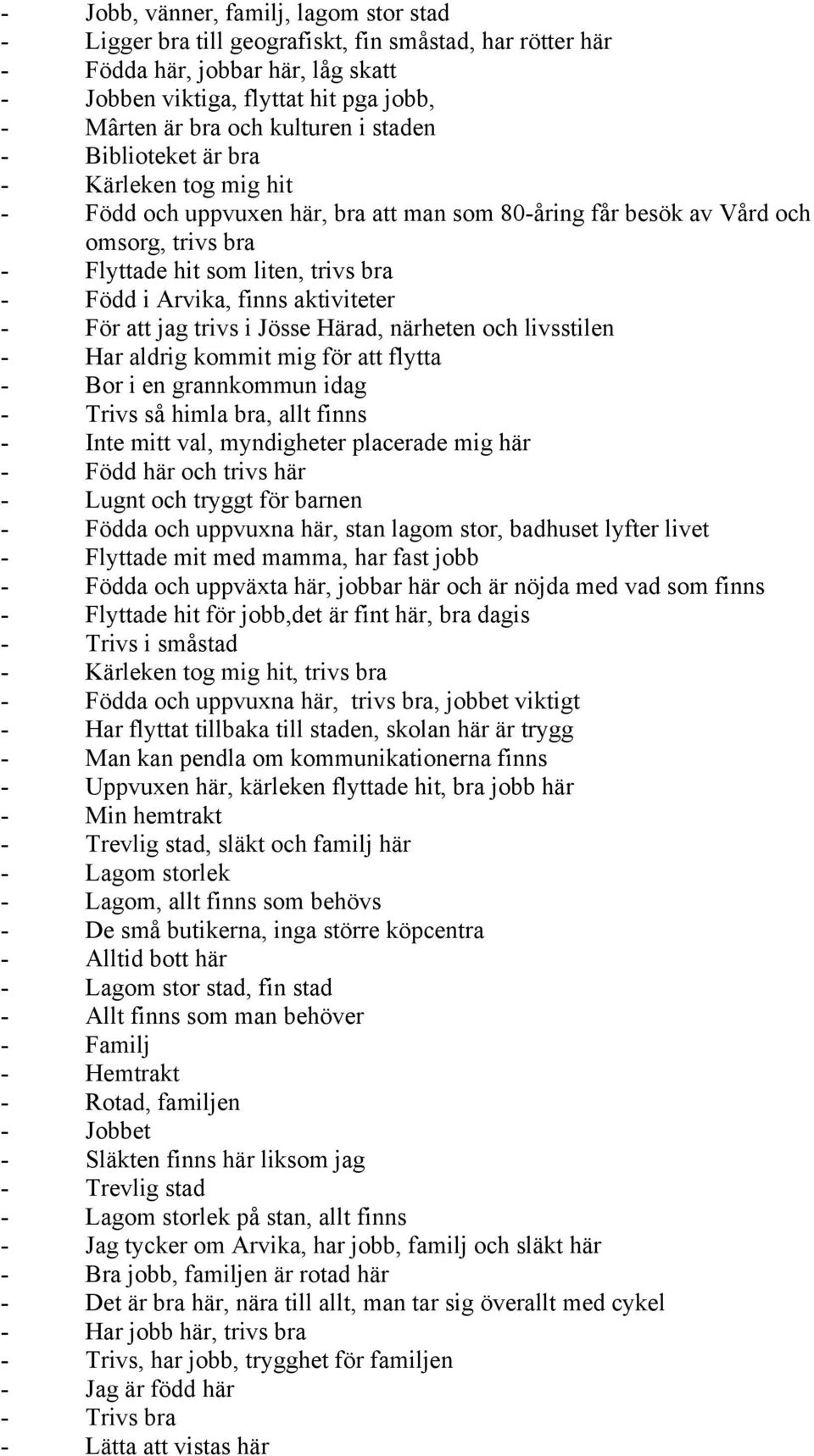 Arvika, finns aktiviteter - För att jag trivs i Jösse Härad, närheten och livsstilen - Har aldrig kommit mig för att flytta - Bor i en grannkommun idag - Trivs så himla bra, allt finns - Inte mitt