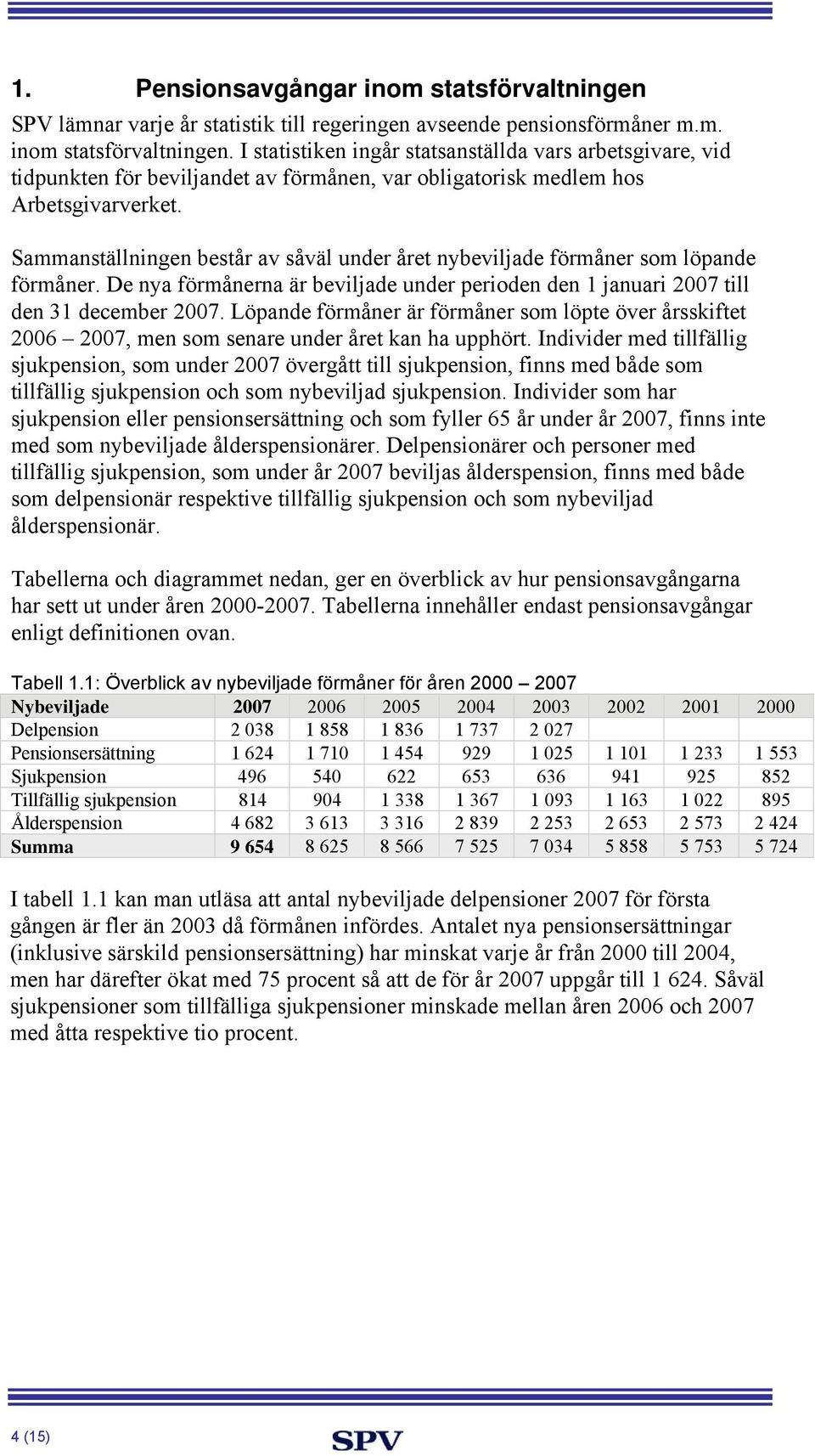 Löpande förmåner är förmåner som löpte över årsskiftet 2006 2007, men som senare under året kan ha upphört.