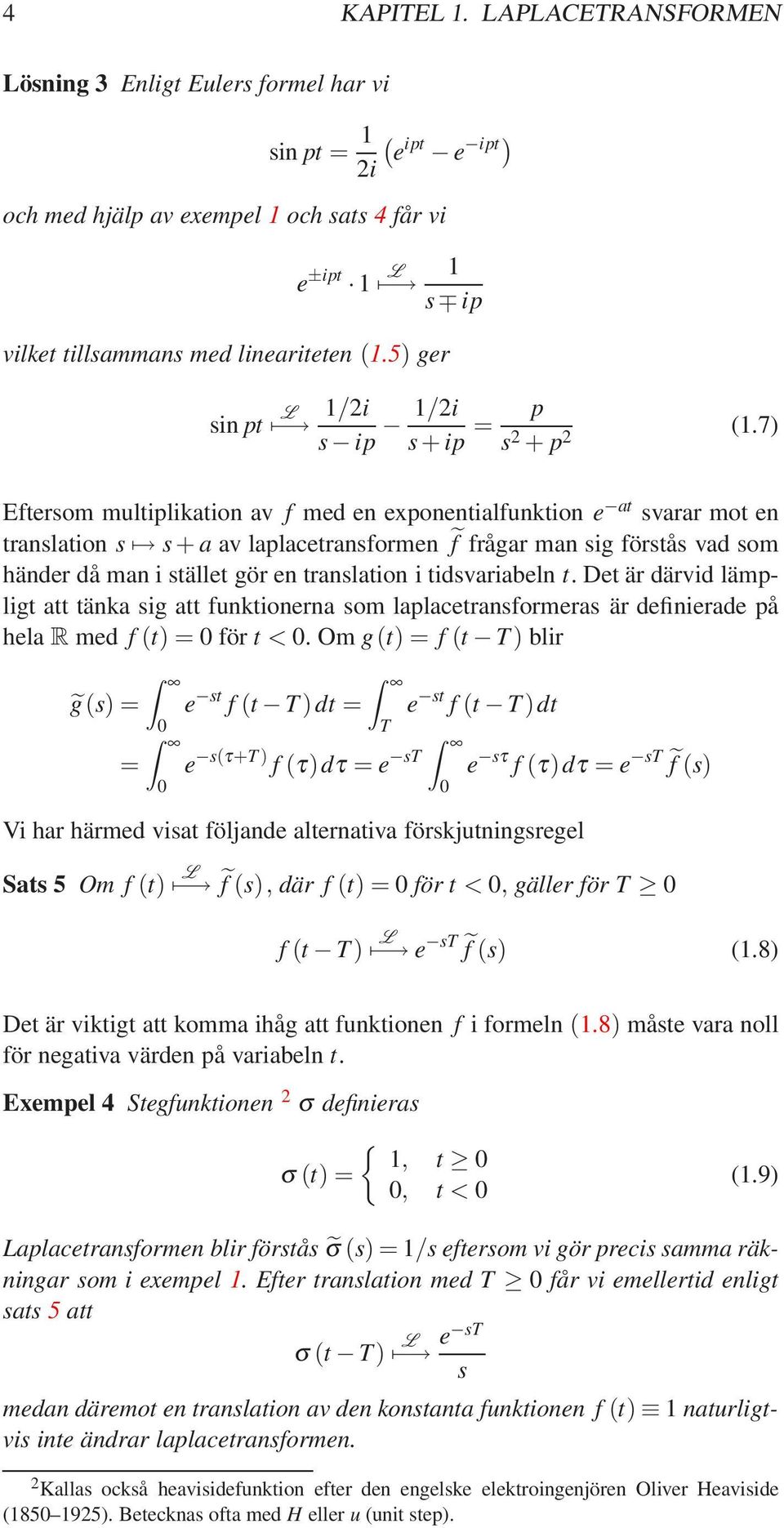 5) ger sin pt L 1/2i s ip 1/2i s+ip = p s 2 + p 2 (1.